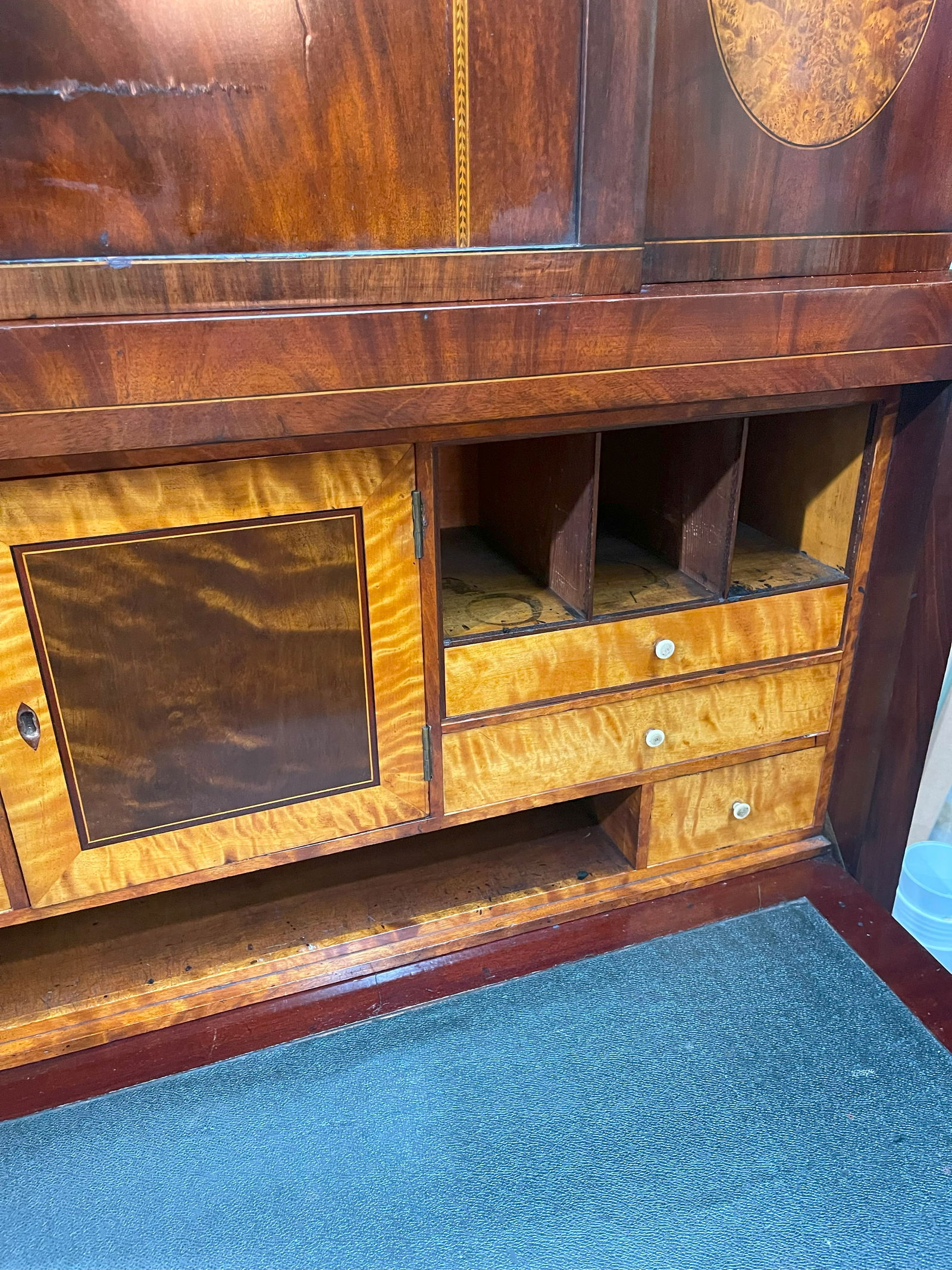 Georgian Mahogany and Satinwood Inlaid Secretaire Chest c.1800 - 15
