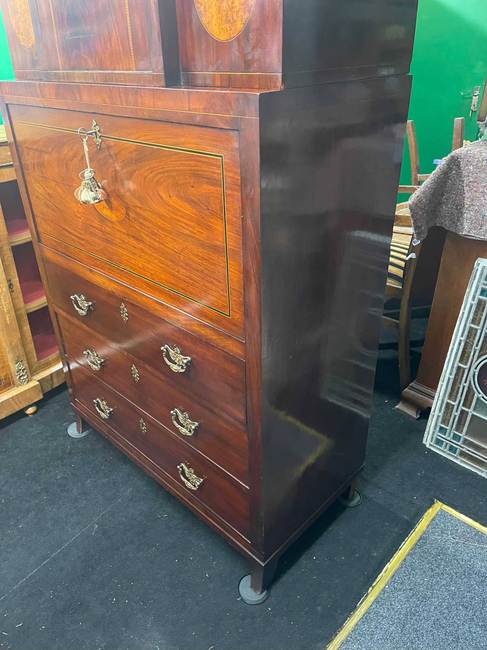 Georgian Mahogany and Satinwood Inlaid Secretaire Chest c.1800 - 5