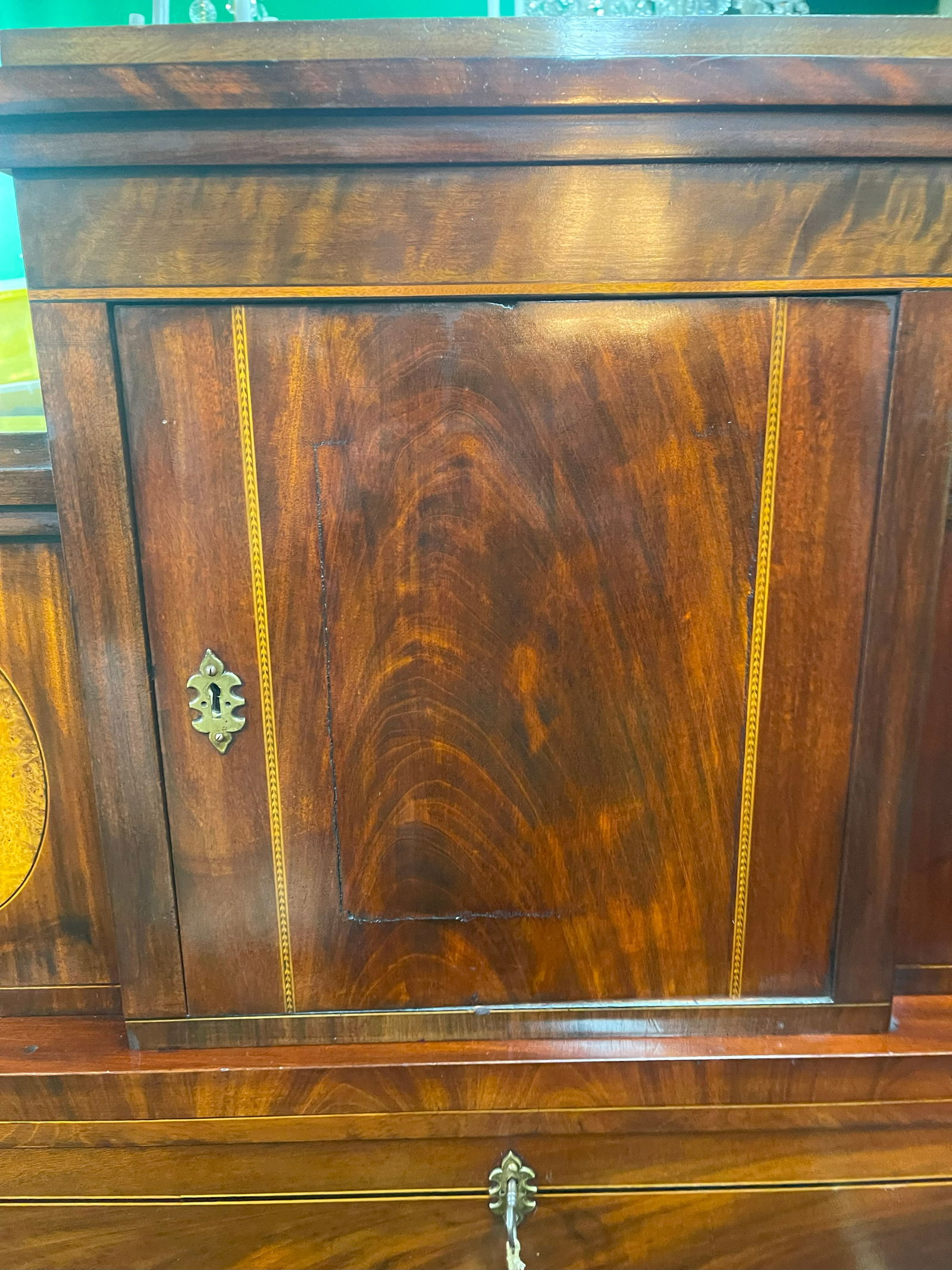Georgian Mahogany and Satinwood Inlaid Secretaire Chest c.1800 - 7