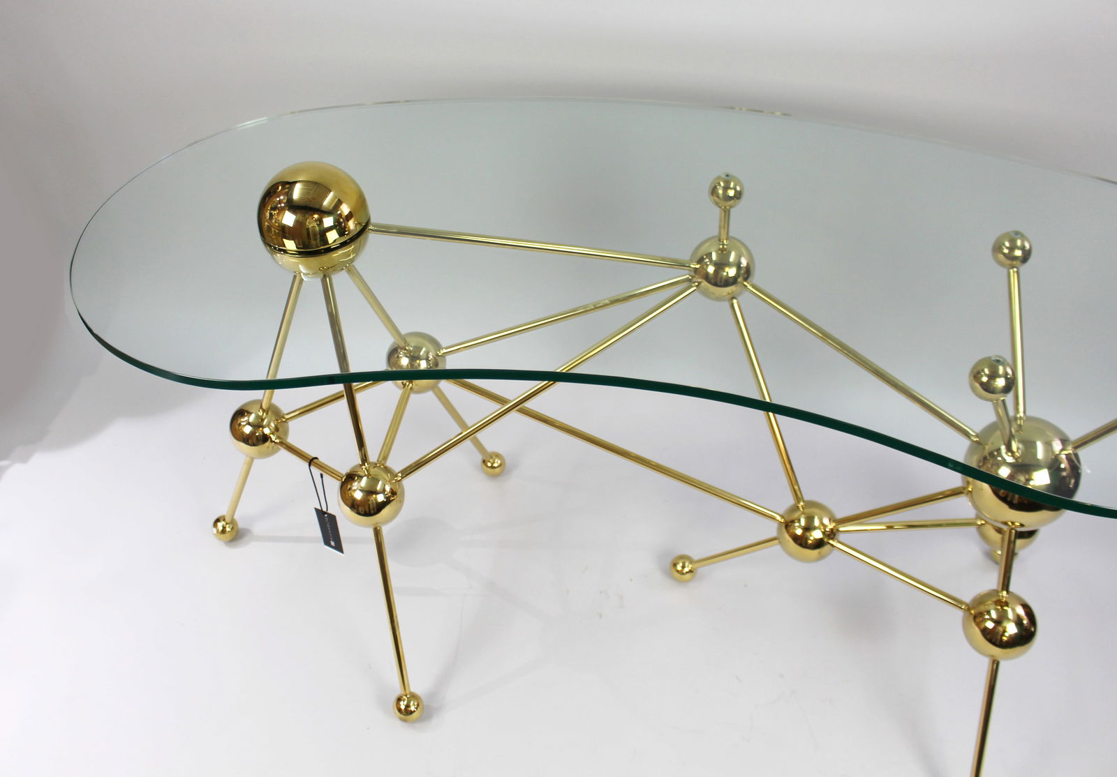 Eichholtz Kidney Shaped Glass Topped Atomic Design Table - 4