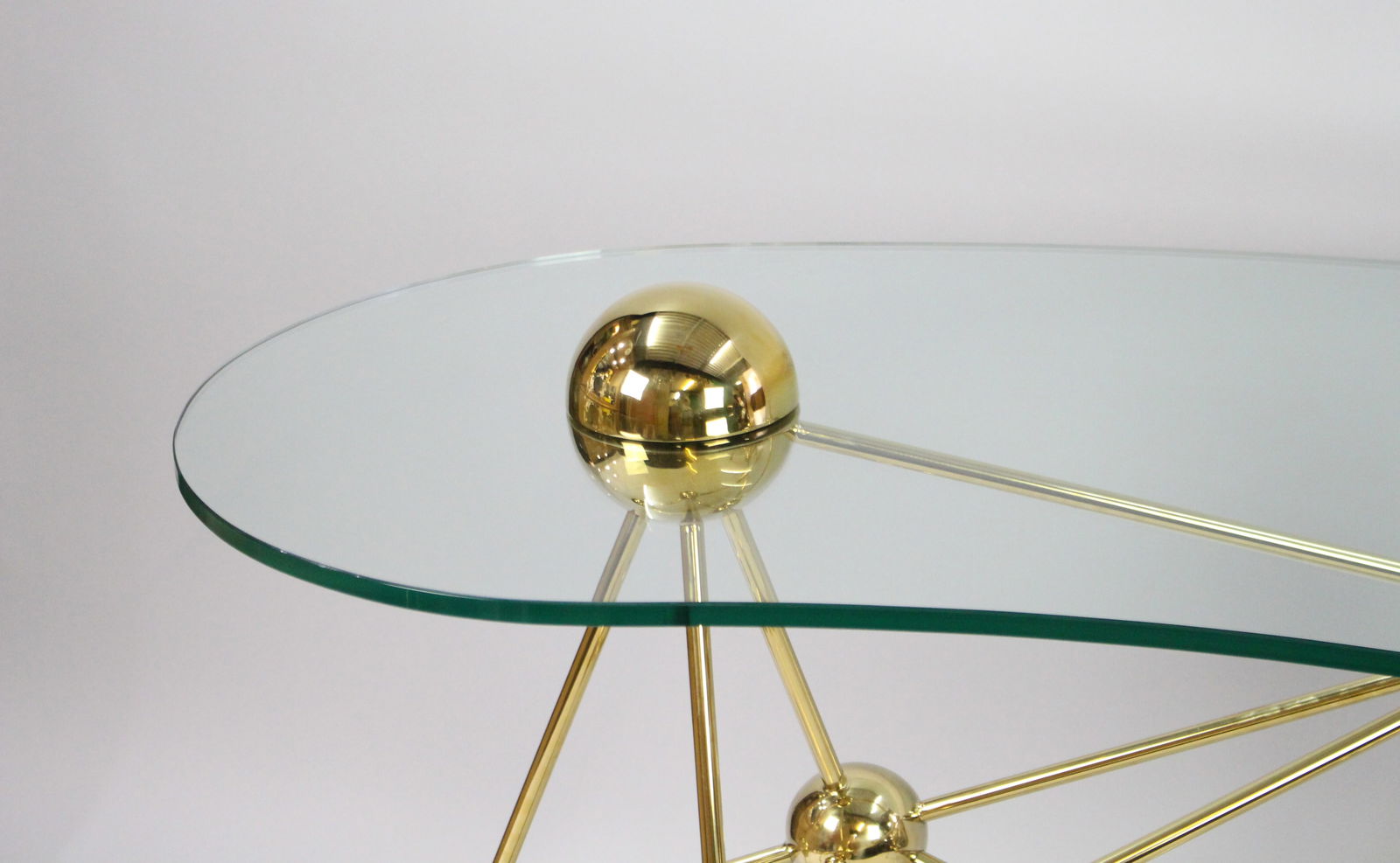 Eichholtz Kidney Shaped Glass Topped Atomic Design Table - 5