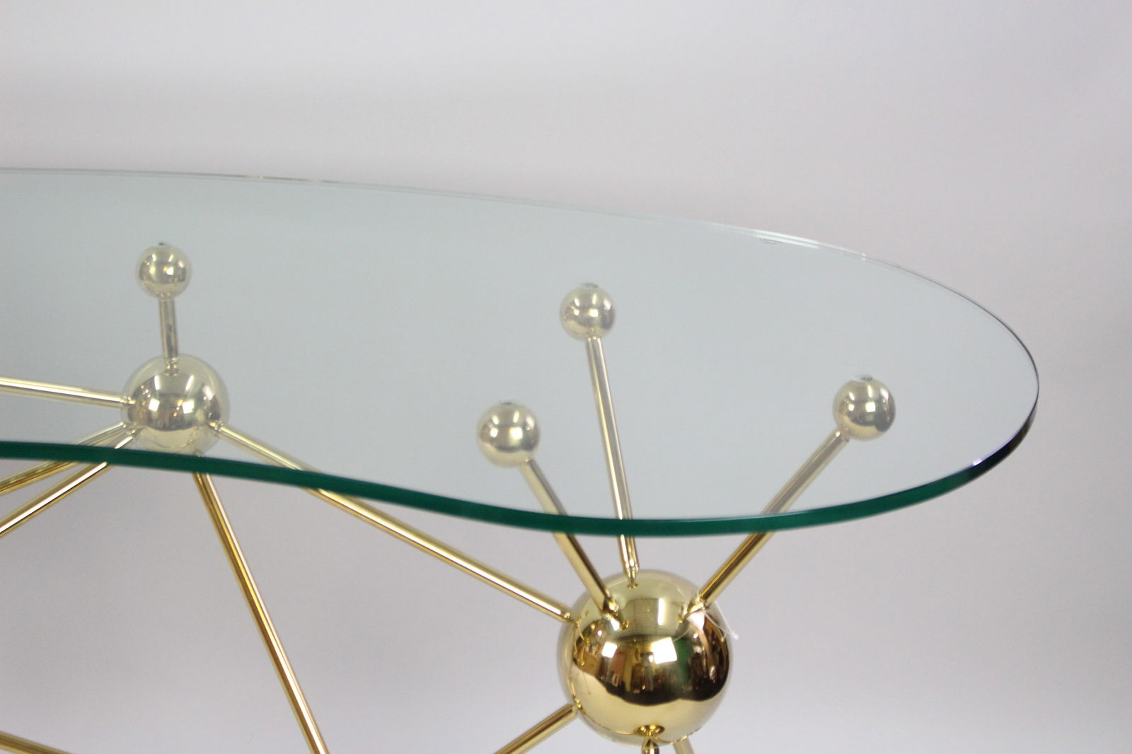 Eichholtz Kidney Shaped Glass Topped Atomic Design Table - 7