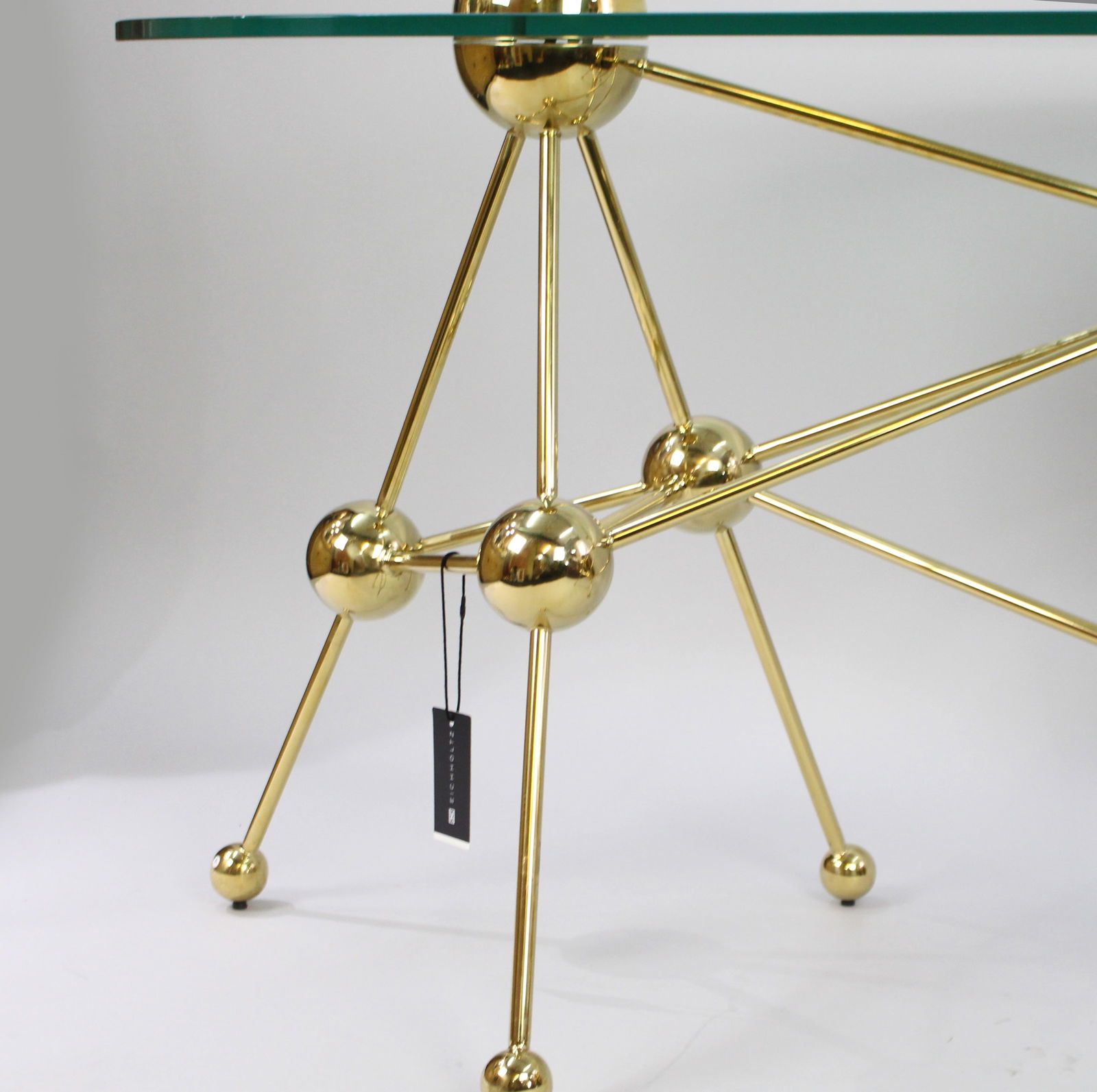 Eichholtz Kidney Shaped Glass Topped Atomic Design Table - 9