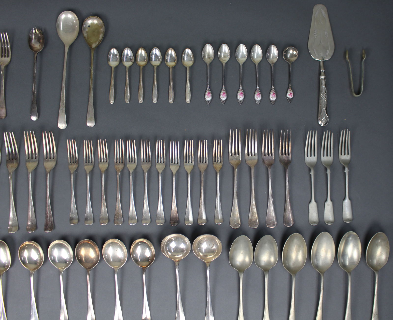 Large Assorted Lot of Silver-Plated Cutlery – Rat Tail & Bead Patterns – 89 Pieces - 3