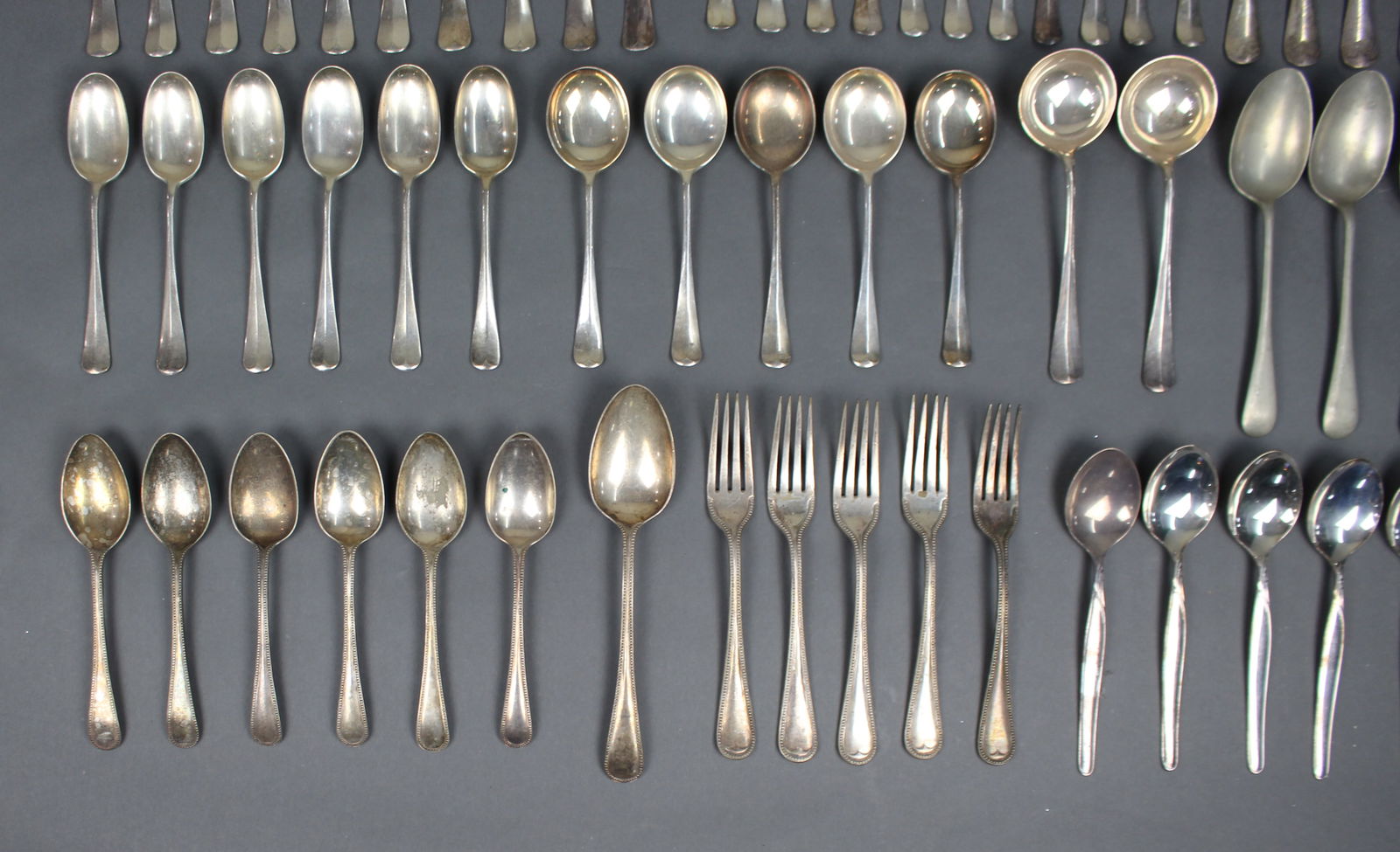 Large Assorted Lot of Silver-Plated Cutlery – Rat Tail & Bead Patterns – 89 Pieces - 4