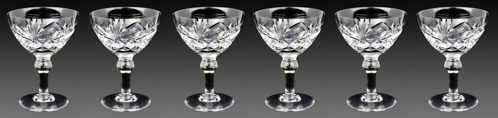 Set of 6 Vintage Mid Century English Cut Crystal Champagne Saucers (1 of 5)
