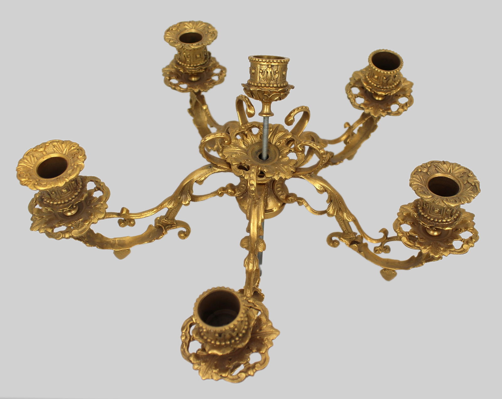 Ornate Gilt Metal Girandole Candle Holders (1 of 6)