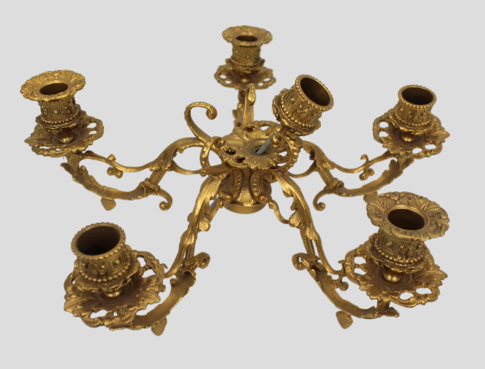 Ornate Gilt Metal Girandole Candle Holders - 2
