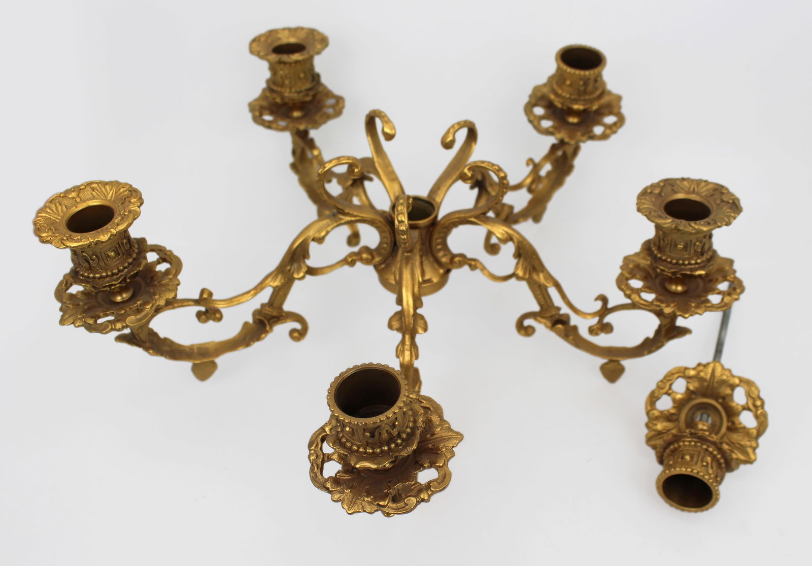 Ornate Gilt Metal Girandole Candle Holders - 4