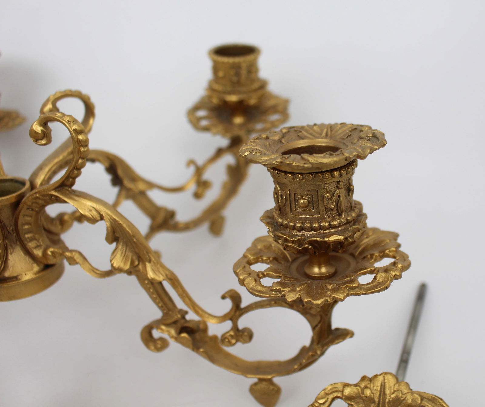 Ornate Gilt Metal Girandole Candle Holders - 6