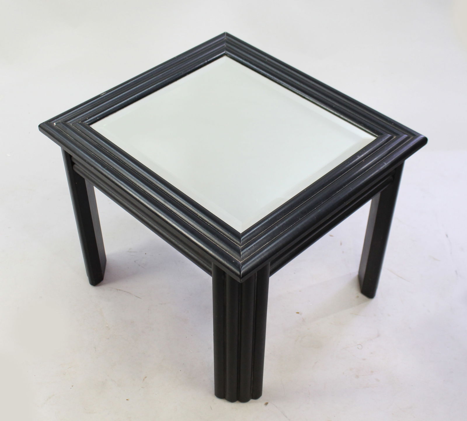 Mirror Topped Ebonized Side Table - 2
