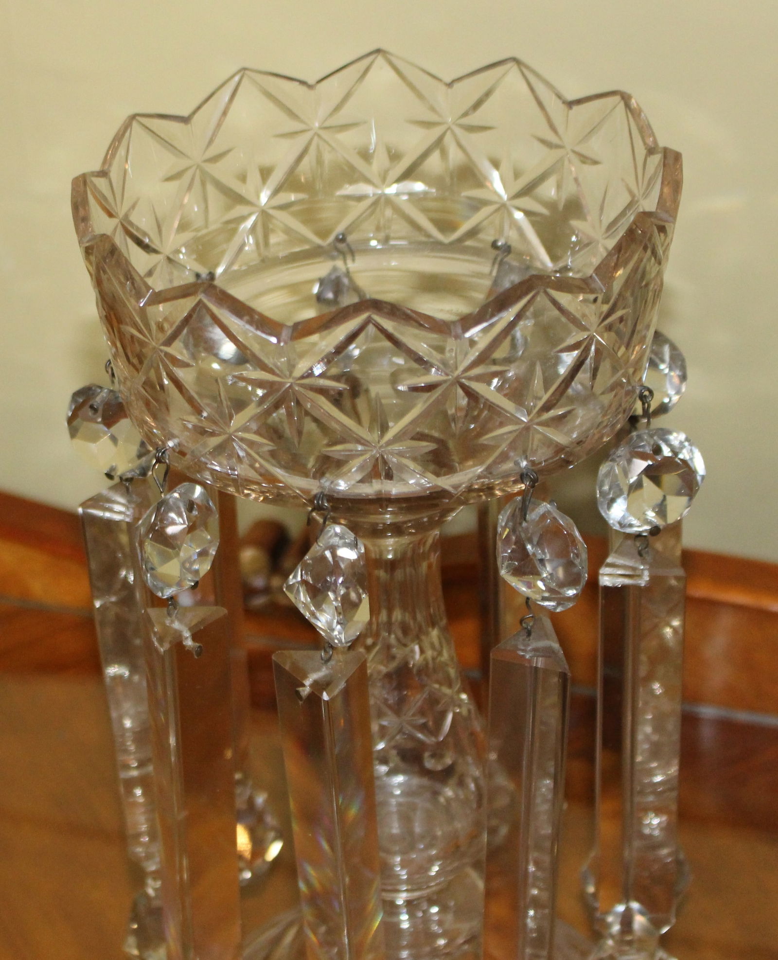 Pair of Heavy Georgian Cut Glass Lustres - 2