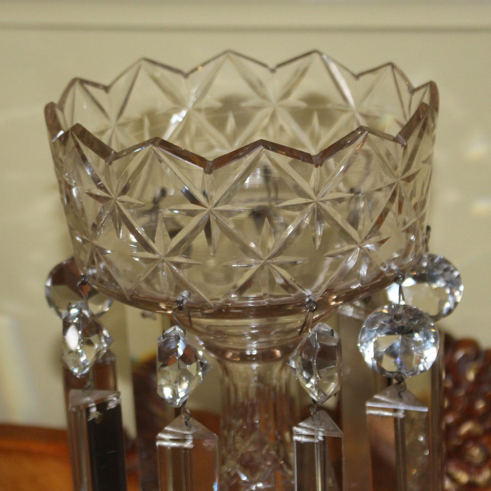 Pair of Heavy Georgian Cut Glass Lustres - 3