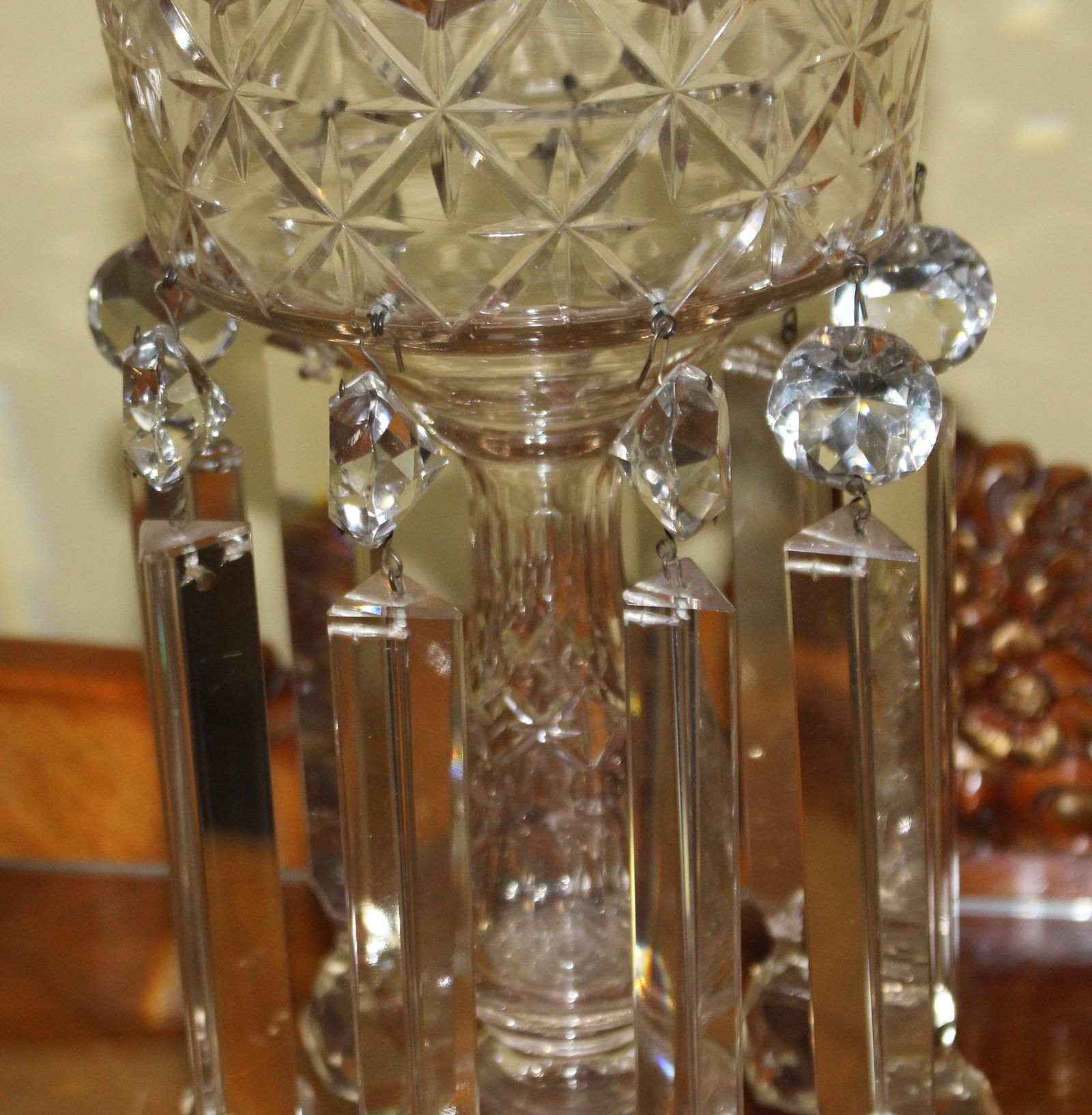 Pair of Heavy Georgian Cut Glass Lustres - 5