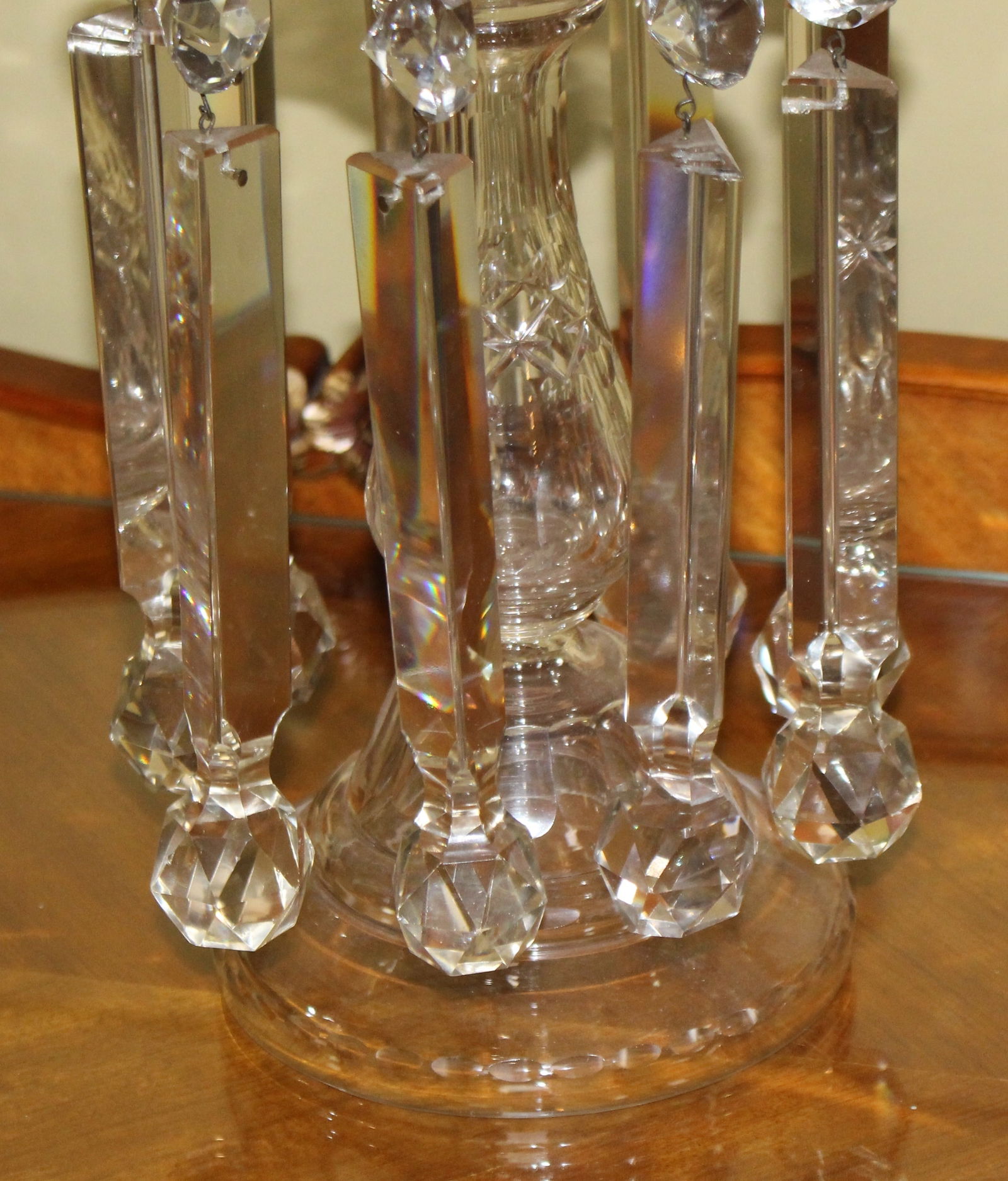 Pair of Heavy Georgian Cut Glass Lustres - 6