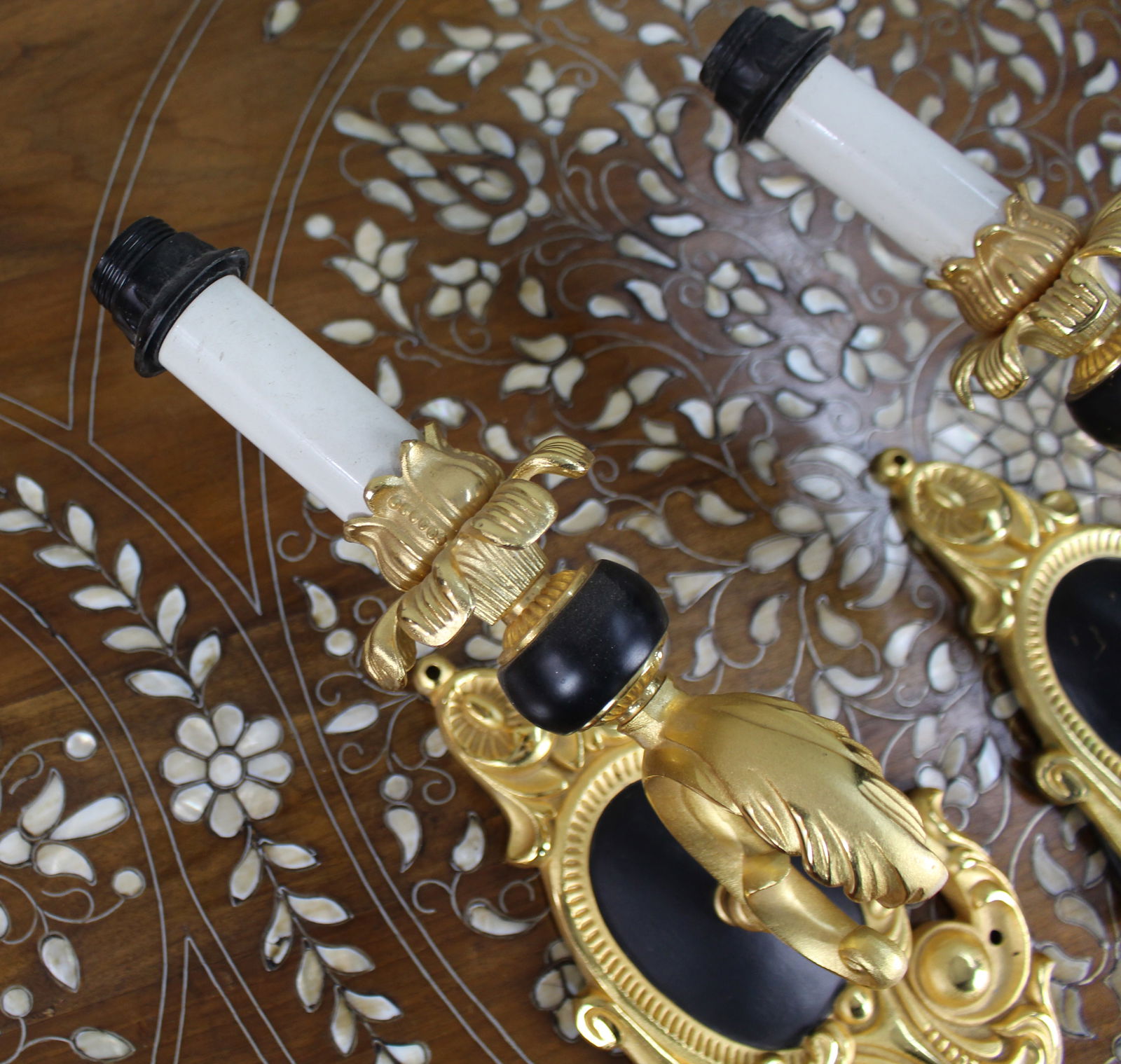 Pair of Vintage Italian Gilt Metal Wall Lights - 4