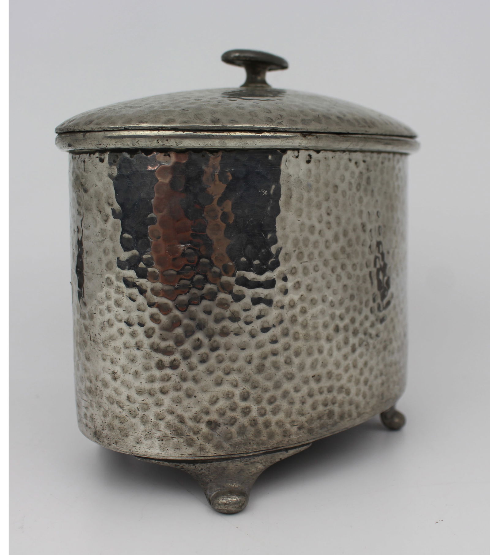 Arts & Crafts Style Hammered Pewter Lidded Pot – Armada Pewter – English Made - 2