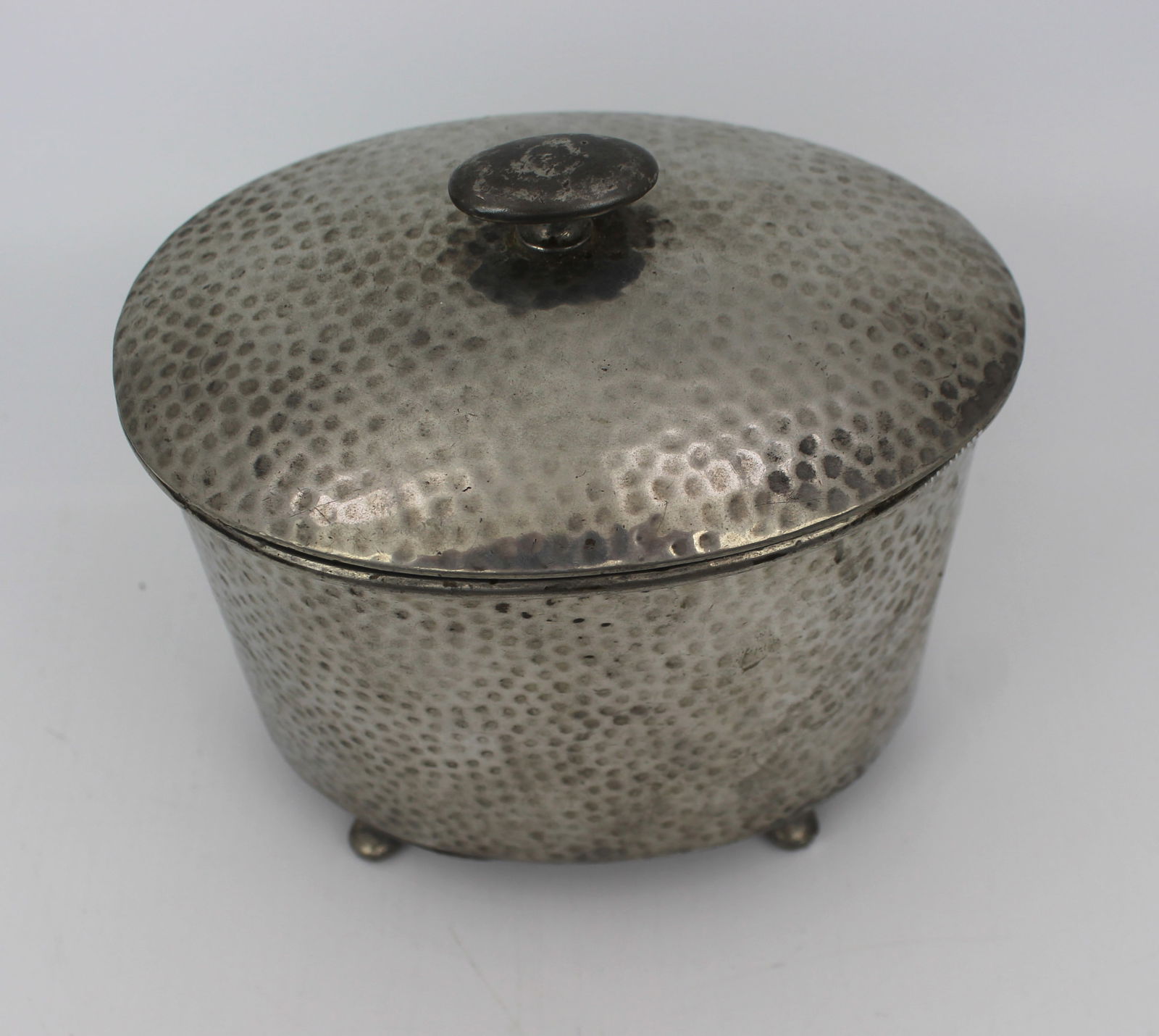 Arts & Crafts Style Hammered Pewter Lidded Pot – Armada Pewter – English Made - 4