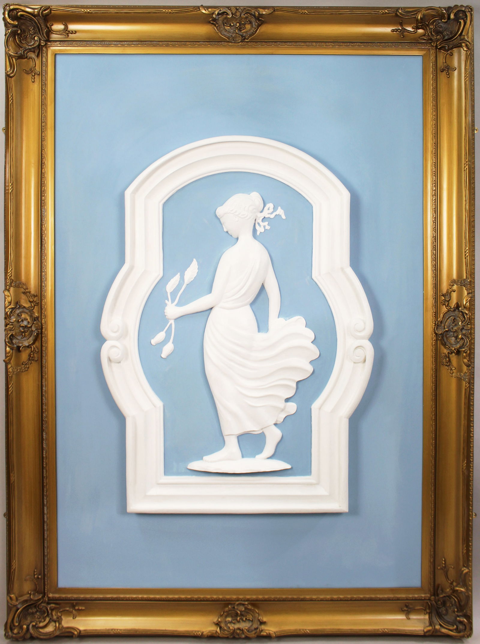 Pair of Monumental British Art Deco Plaster Relief Panels in Gilt Frames, c.1930 - 10