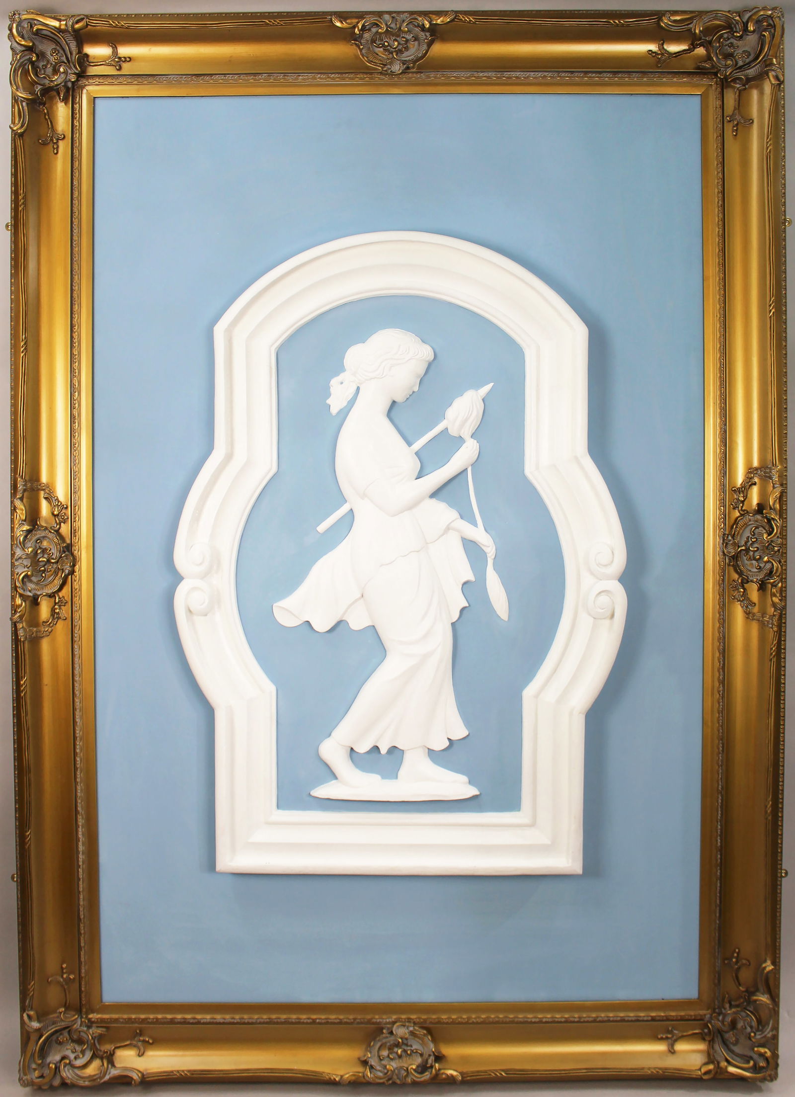 Pair of Monumental British Art Deco Plaster Relief Panels in Gilt Frames, c.1930 - 2