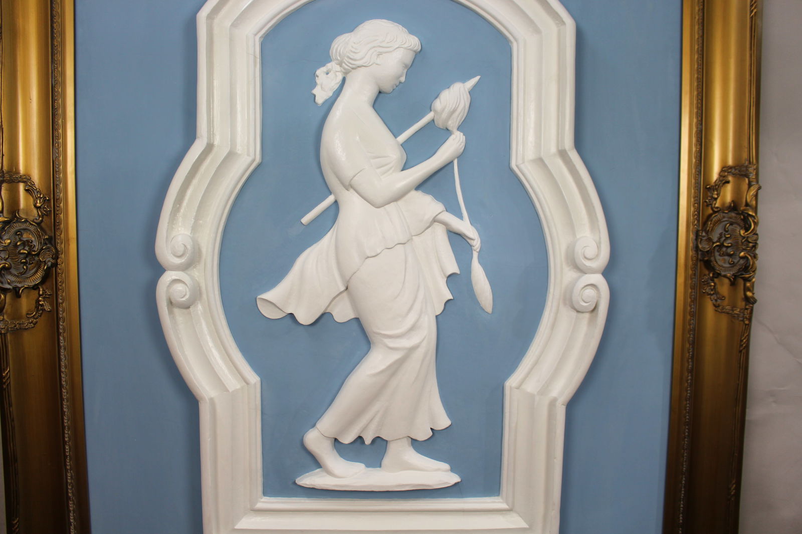 Pair of Monumental British Art Deco Plaster Relief Panels in Gilt Frames, c.1930 - 4