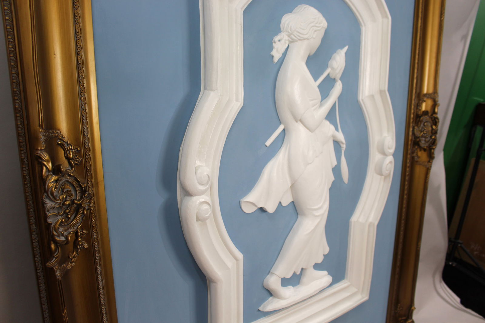 Pair of Monumental British Art Deco Plaster Relief Panels in Gilt Frames, c.1930 - 6