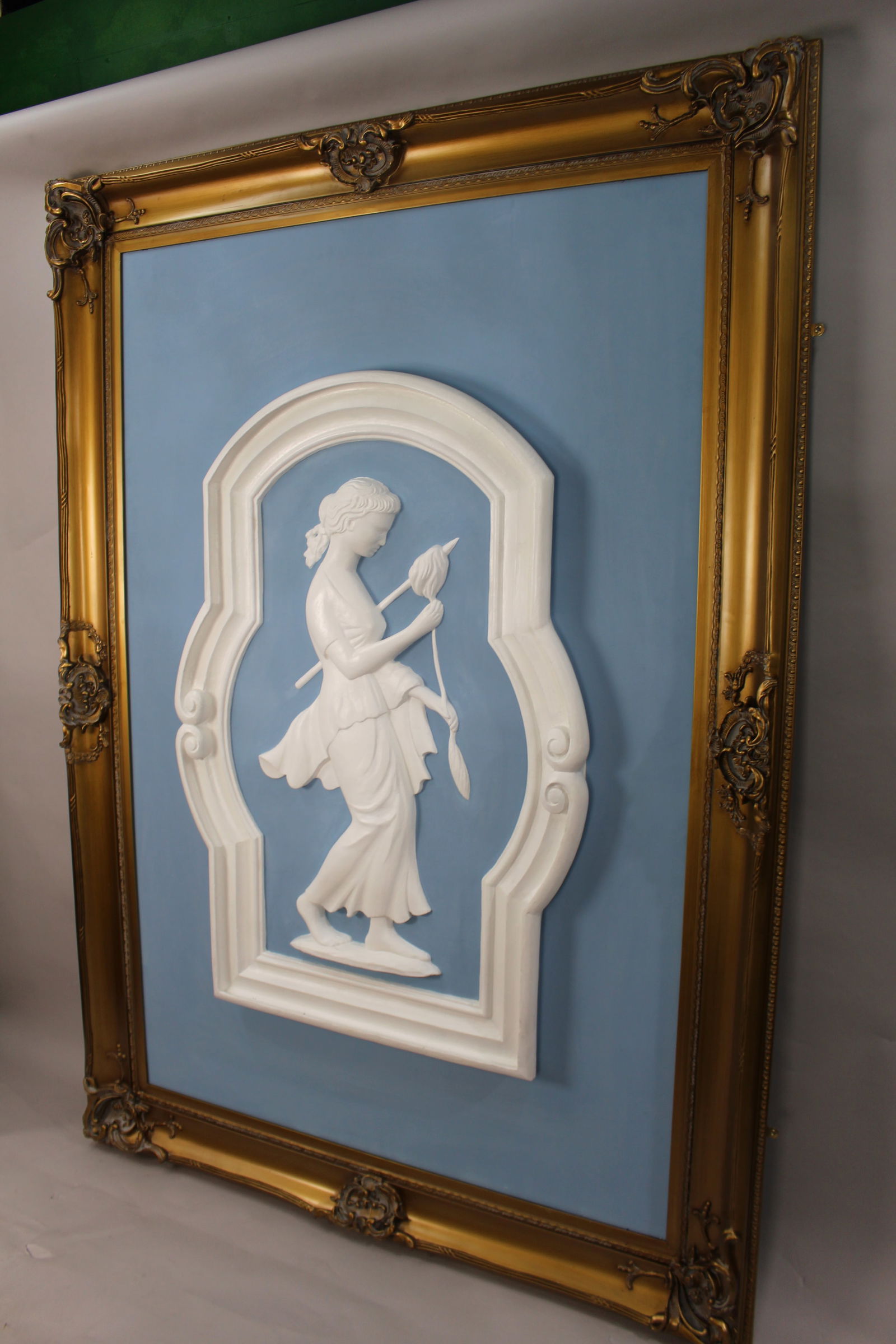 Pair of Monumental British Art Deco Plaster Relief Panels in Gilt Frames, c.1930 - 8