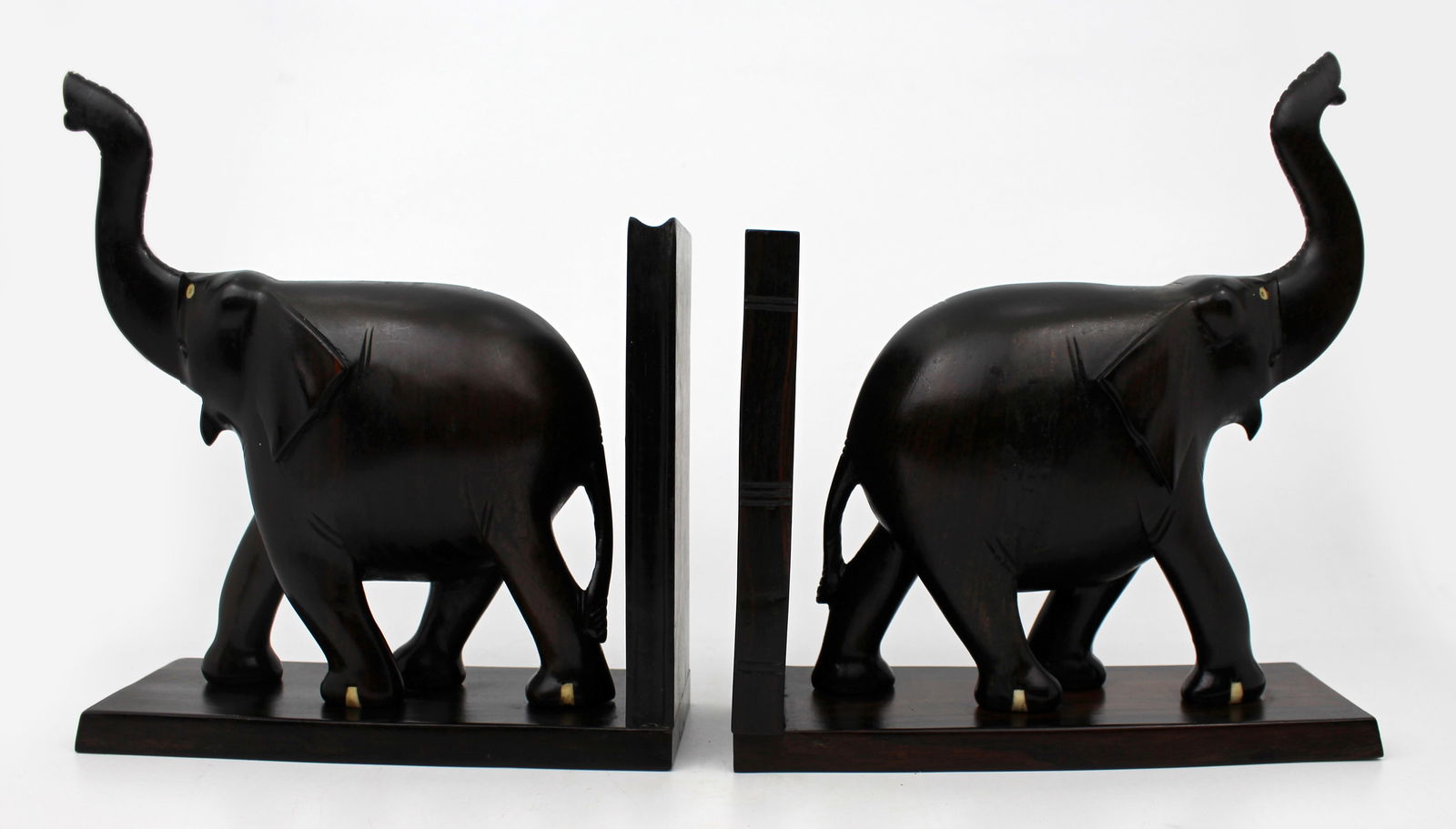 Pair of Antique African Carved Hardwood Elephant Bookends - 3