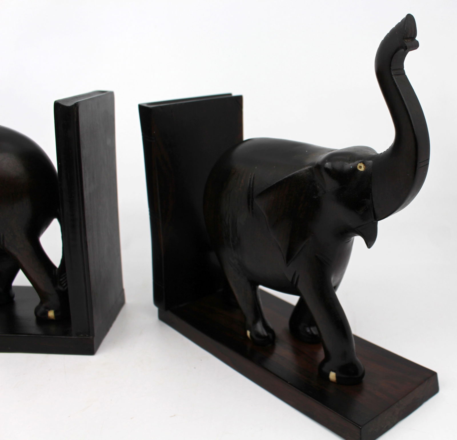 Pair of Antique African Carved Hardwood Elephant Bookends - 4