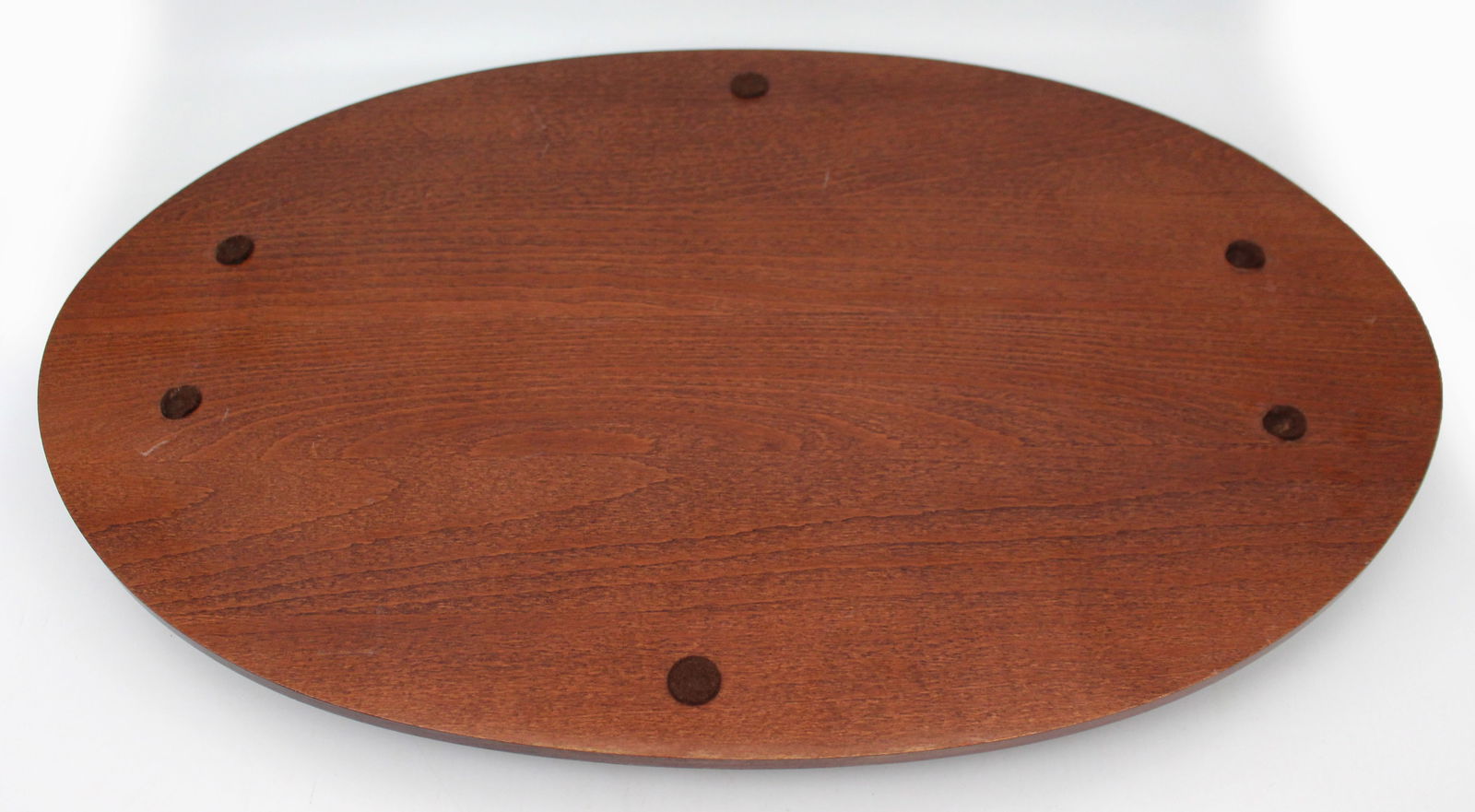 Vintage Oval Solid Mahogany Drinks Decanter & Glass Serving Tray - 4