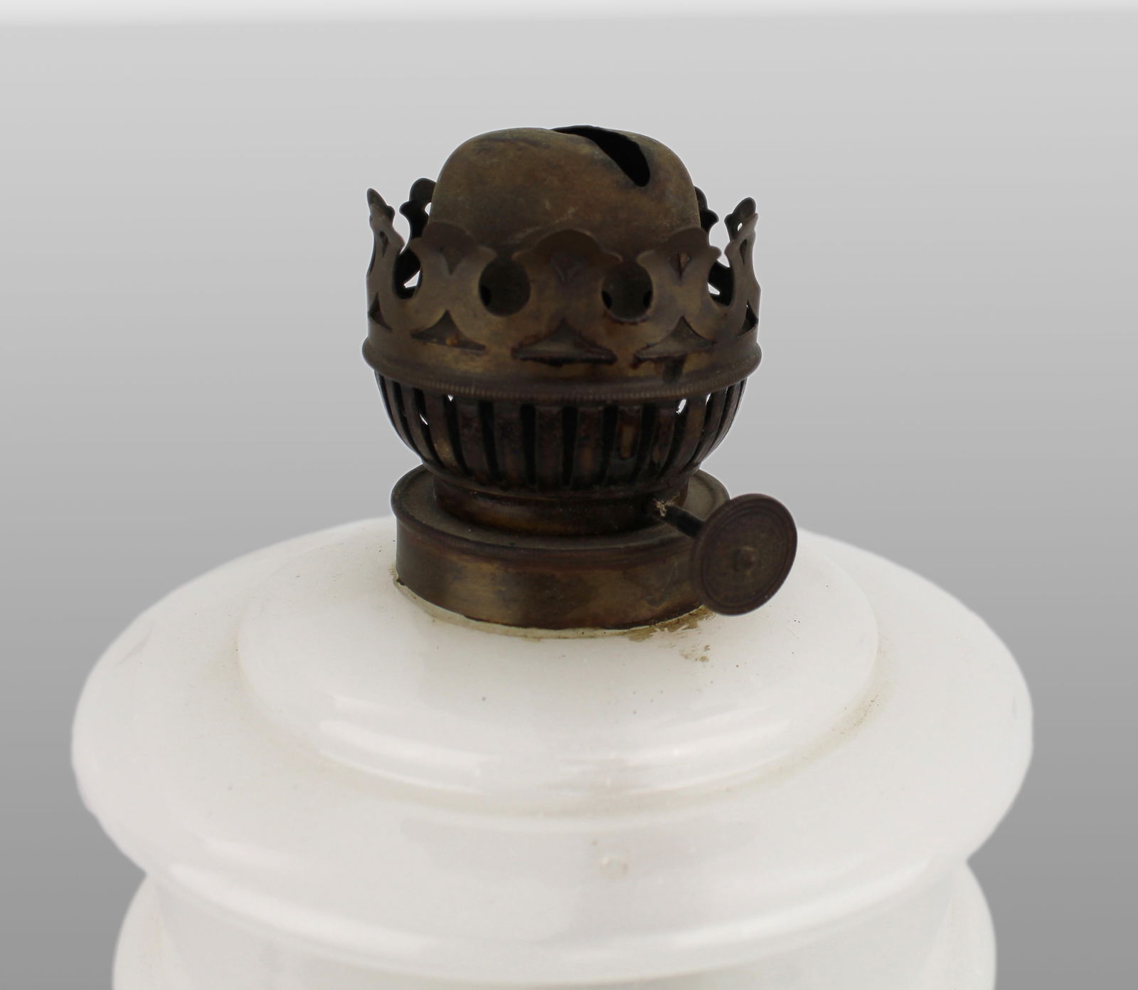 Victorian White Opaline Glass Oil Lamp with Cosmos Burner - 2