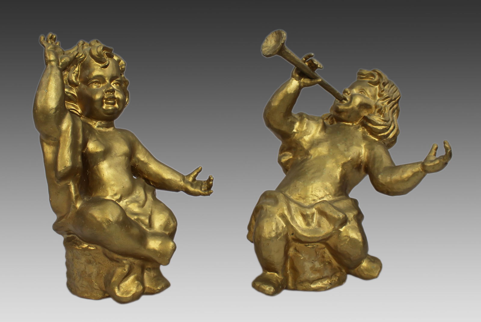 Pair of Gilt Painted Cherubs (1 of 2)
