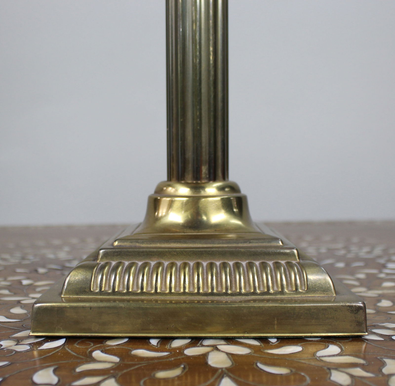 Victorian Brass Oil Lamp with Amber Glass Font - 11