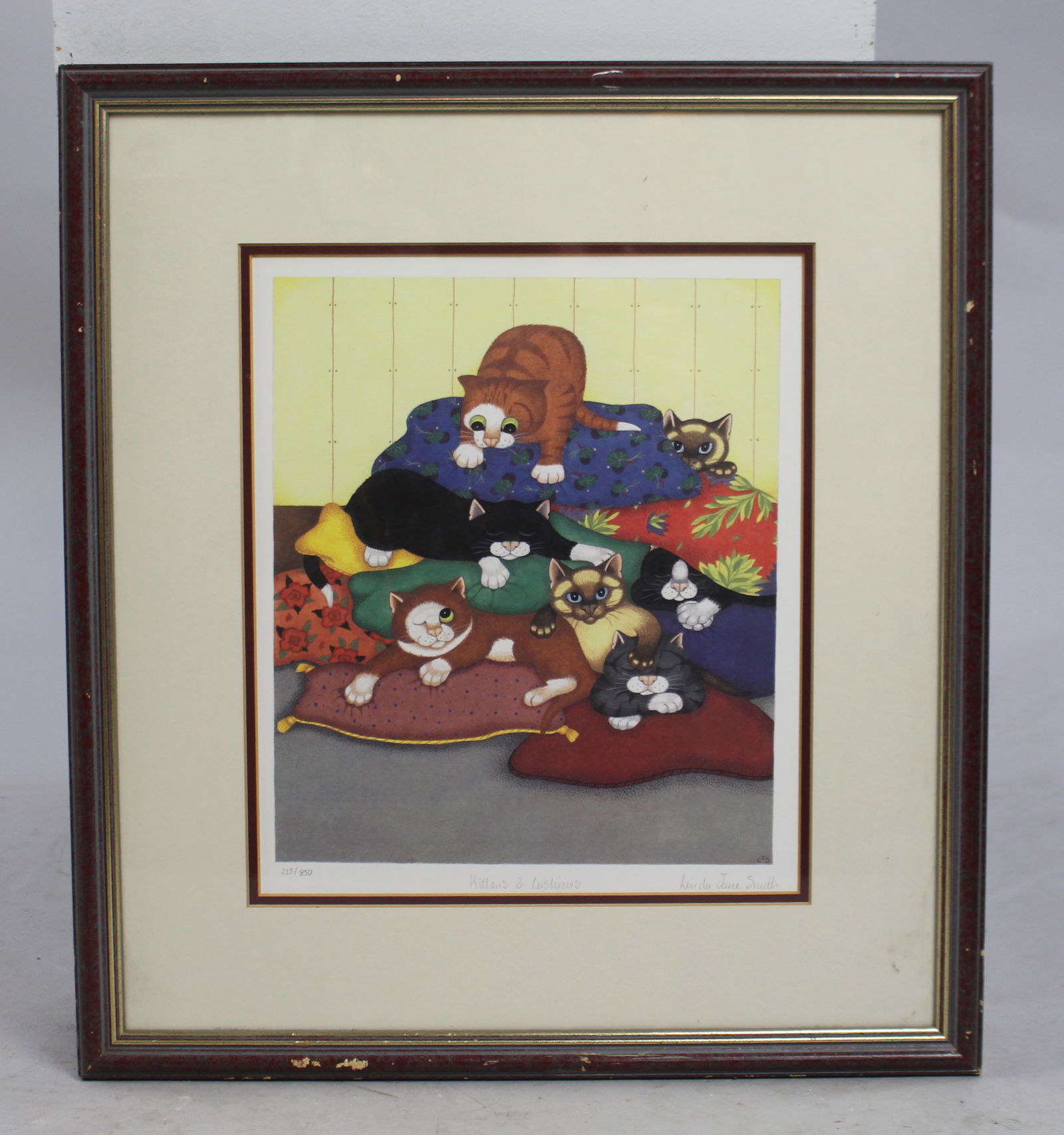 Kittens & Cushions"" Linda Jane Smith Limited Edition Print: Title: "Kittens & Cushions" Linda Jane Smith Limited Edition Print Description: Kittens & Cushions" Linda Jane Smith Limited Edition Print Signed limited edition print by Linda Jane