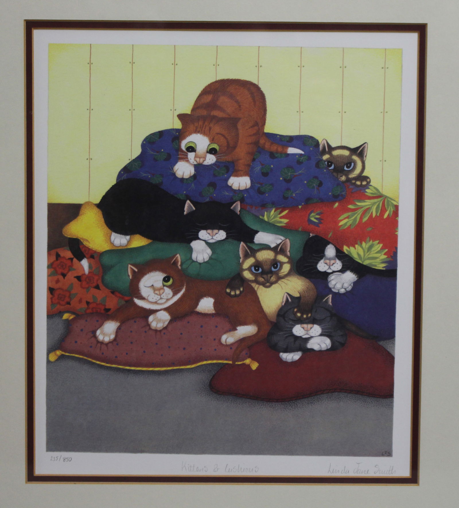 Kittens & Cushions"" Linda Jane Smith Limited Edition Print - 2