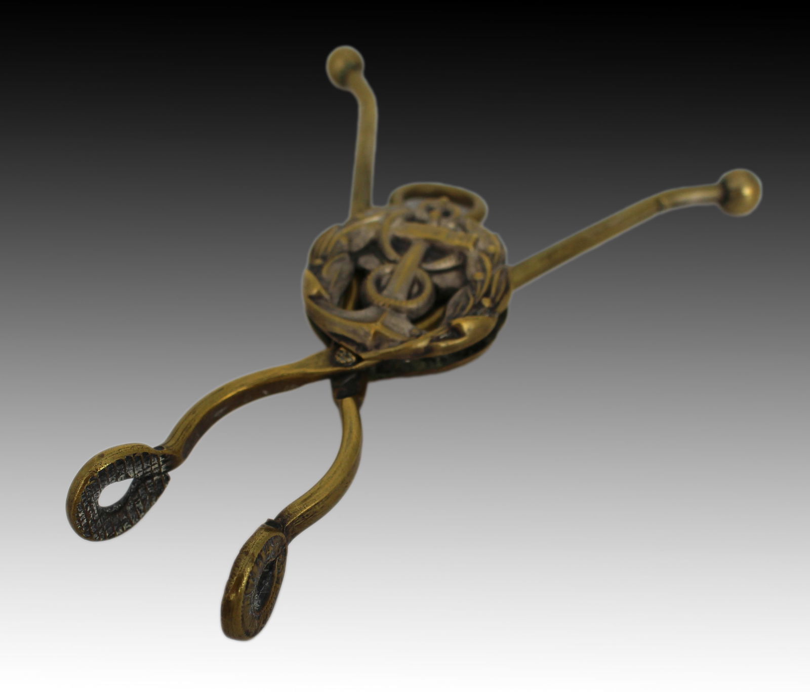 Victorian Brass Sugar Tongs with Nautical Anchor Motif - 3
