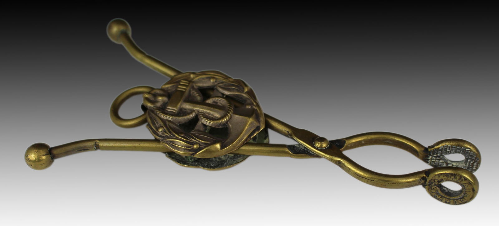 Victorian Brass Sugar Tongs with Nautical Anchor Motif - 8