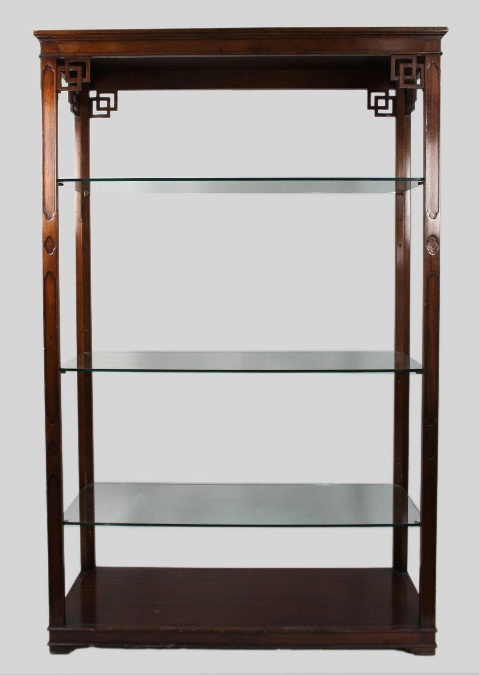 Set of Three Solid Mahogany Display Cabinets with Glass Shelves - 3