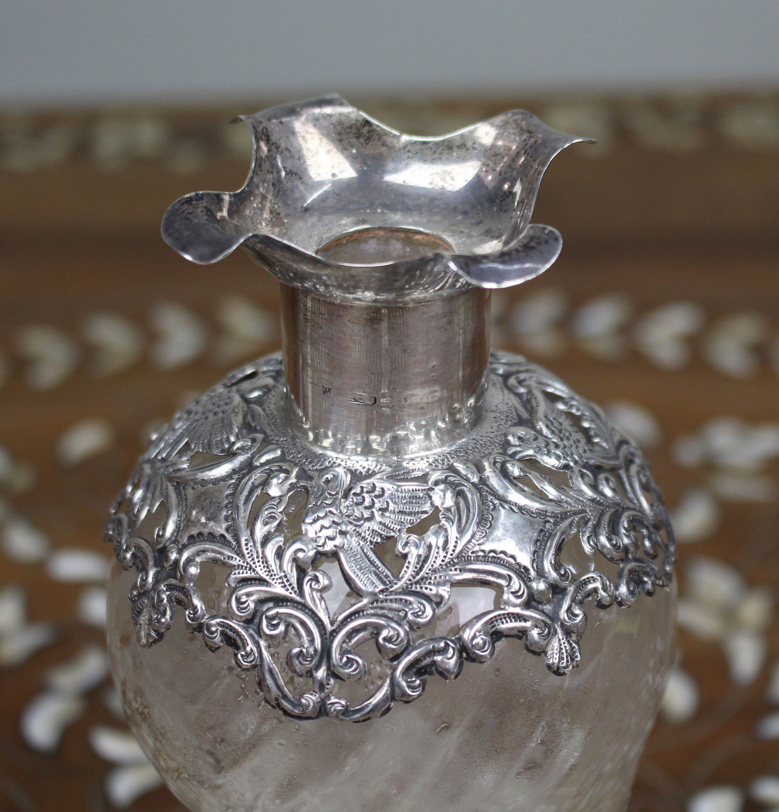 Antique Silver Mounted Crystal Decanter - 10