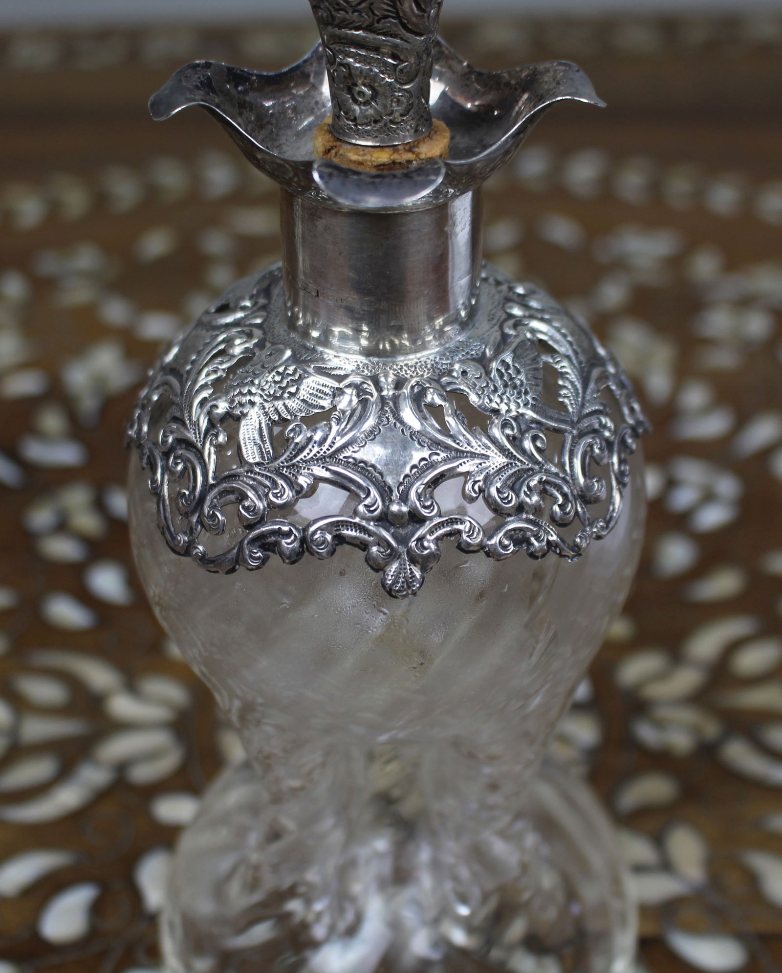 Antique Silver Mounted Crystal Decanter - 11