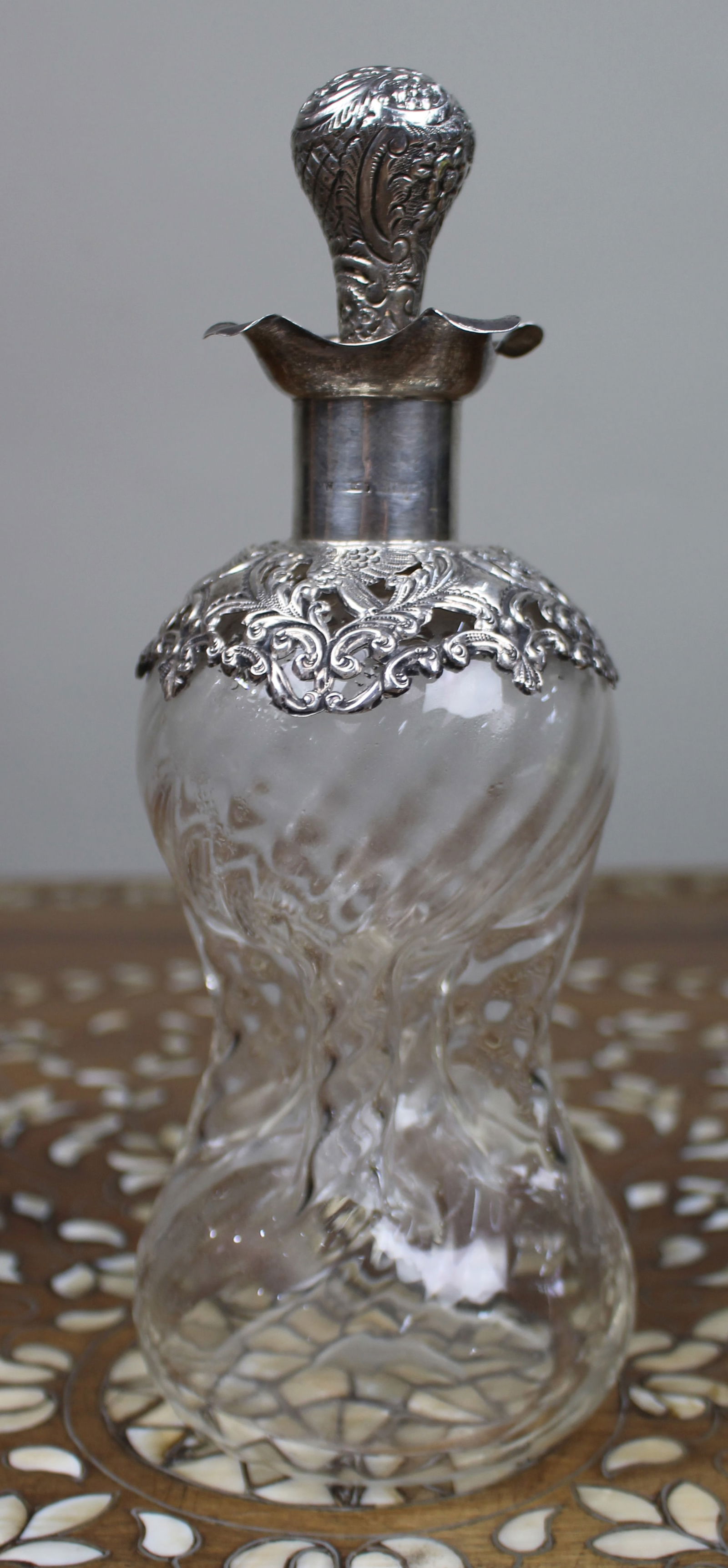 Antique Silver Mounted Crystal Decanter - 2