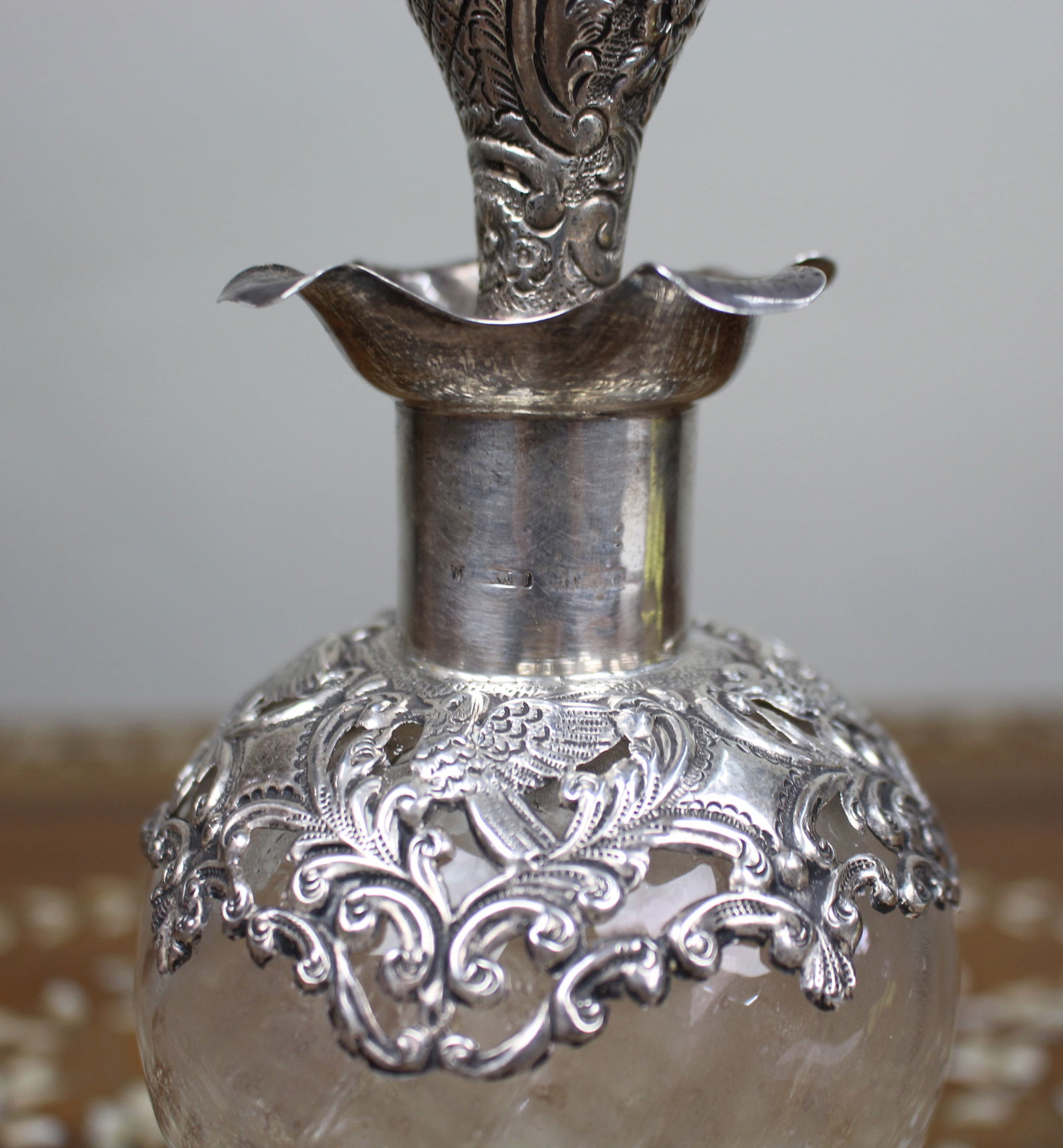 Antique Silver Mounted Crystal Decanter - 3