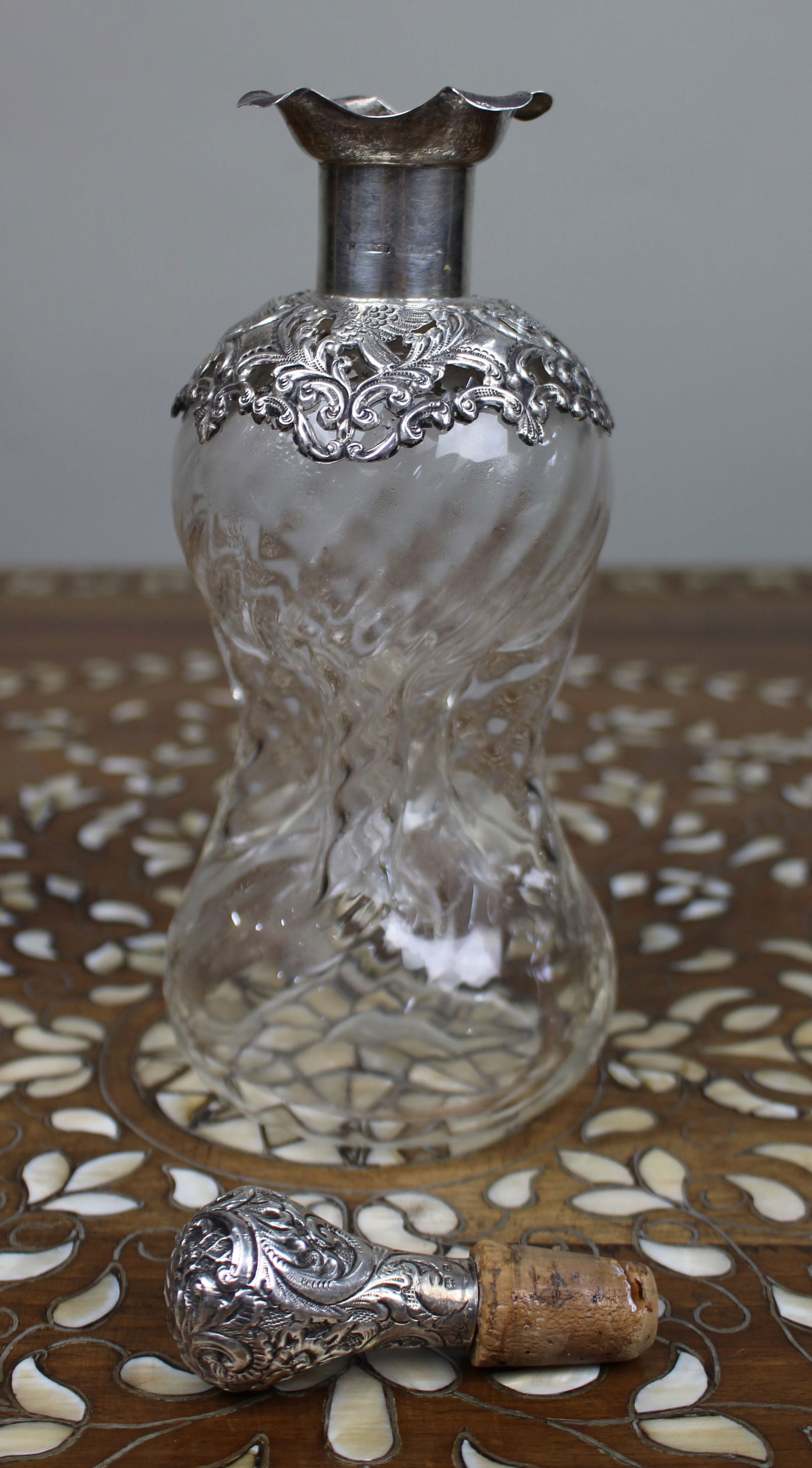 Antique Silver Mounted Crystal Decanter - 6