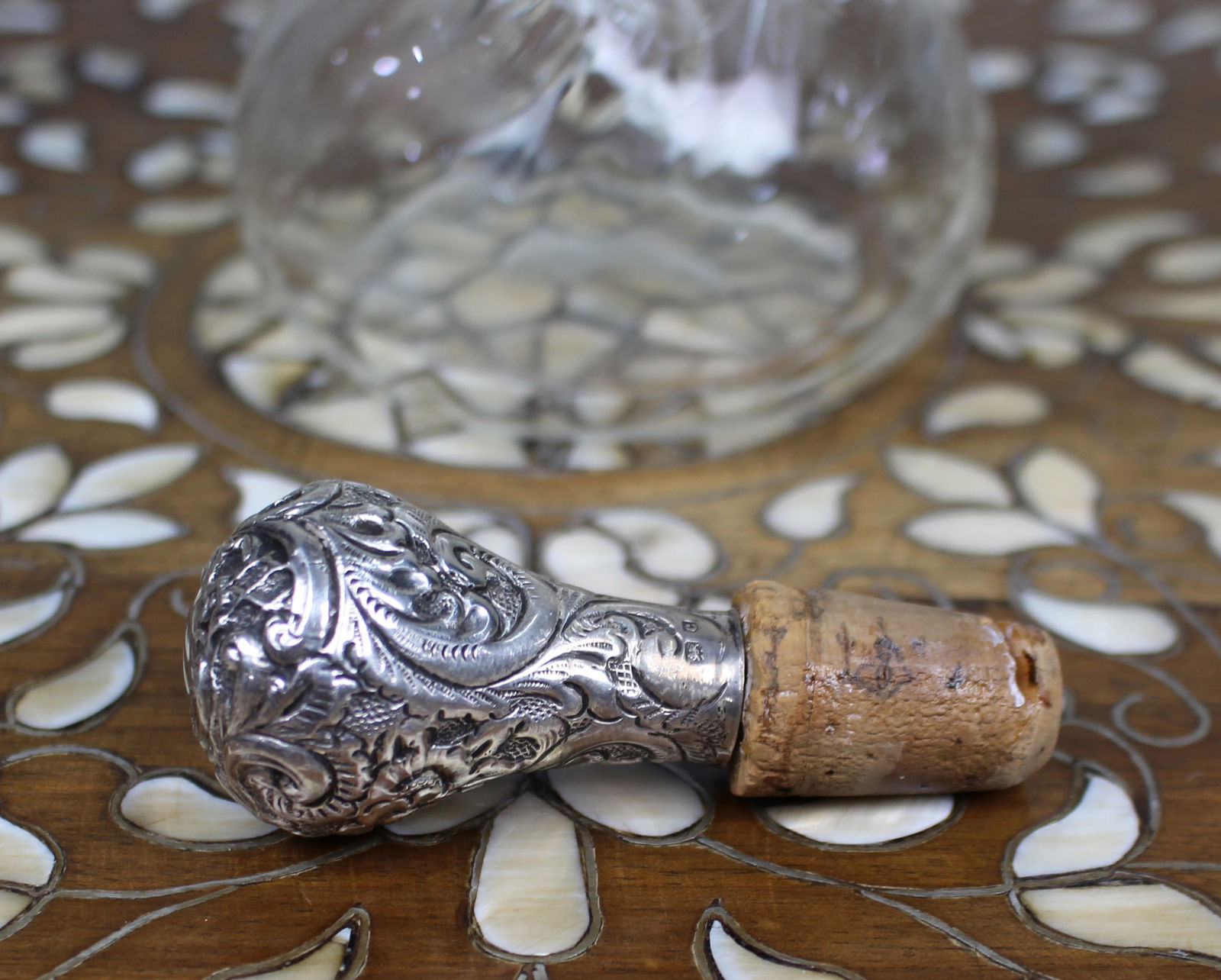 Antique Silver Mounted Crystal Decanter - 7