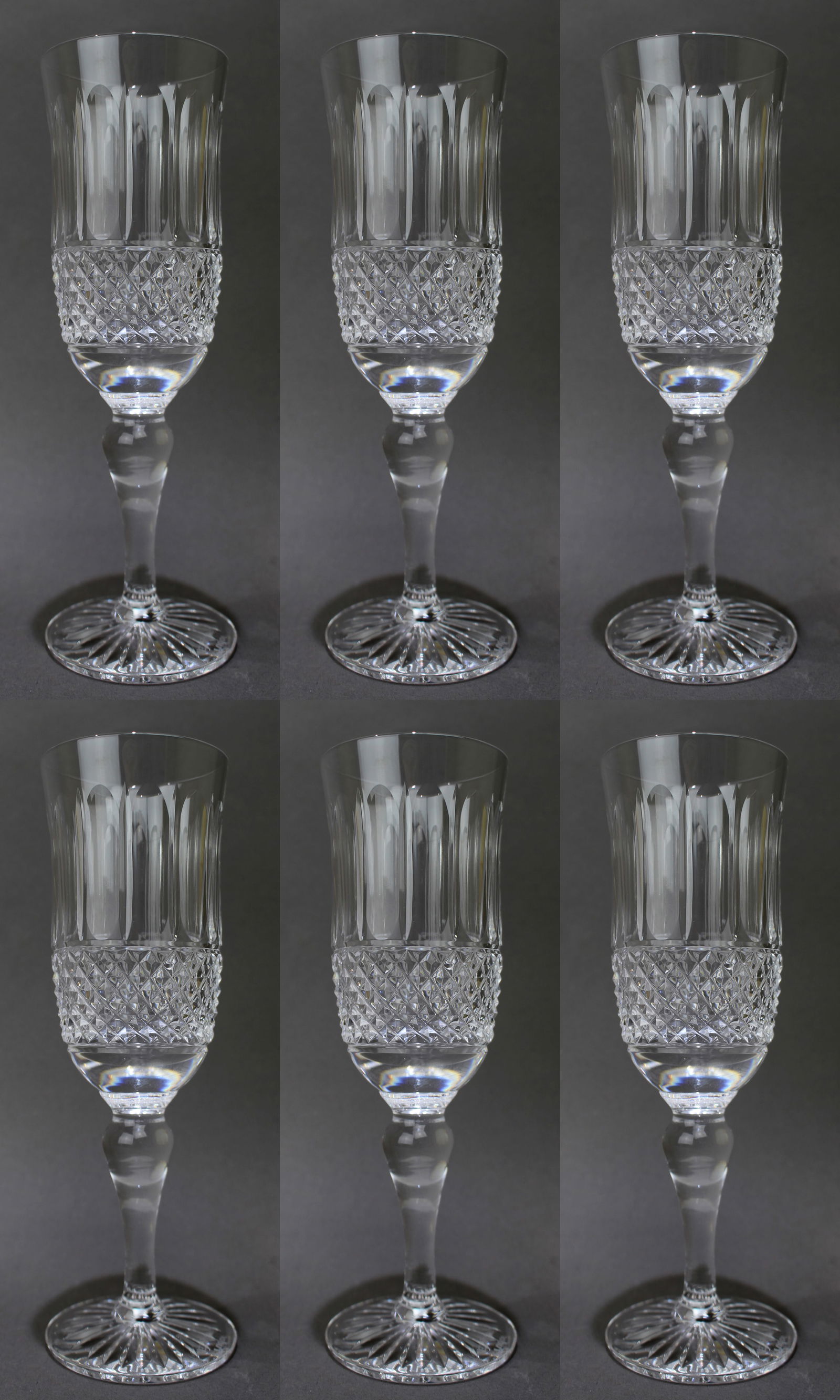 Set of 6 Tudor Crystal Champagne Flutes (1 of 2)