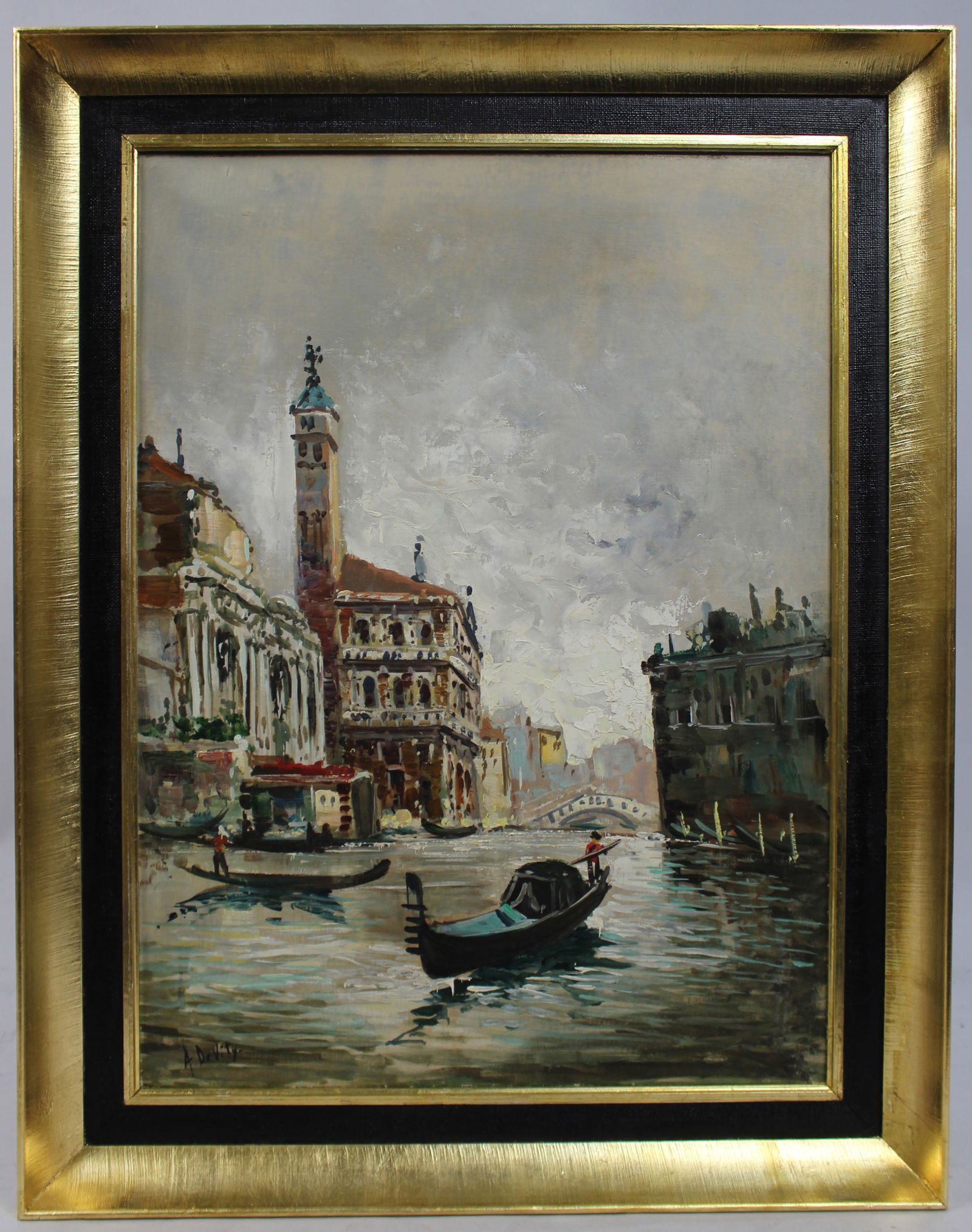 Antonio DeVity (Italian, 1901-1993) Venice Canal Oil on Canvas (1 of 6)