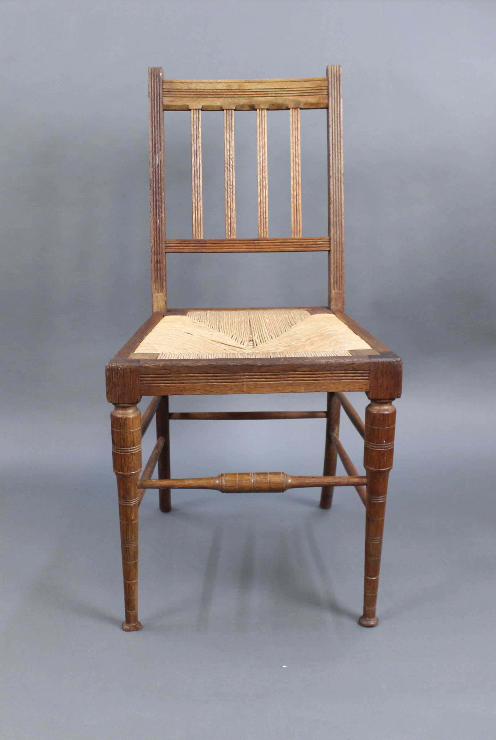 Edwardian Beech Occasional Chair with Rush Seat - 2