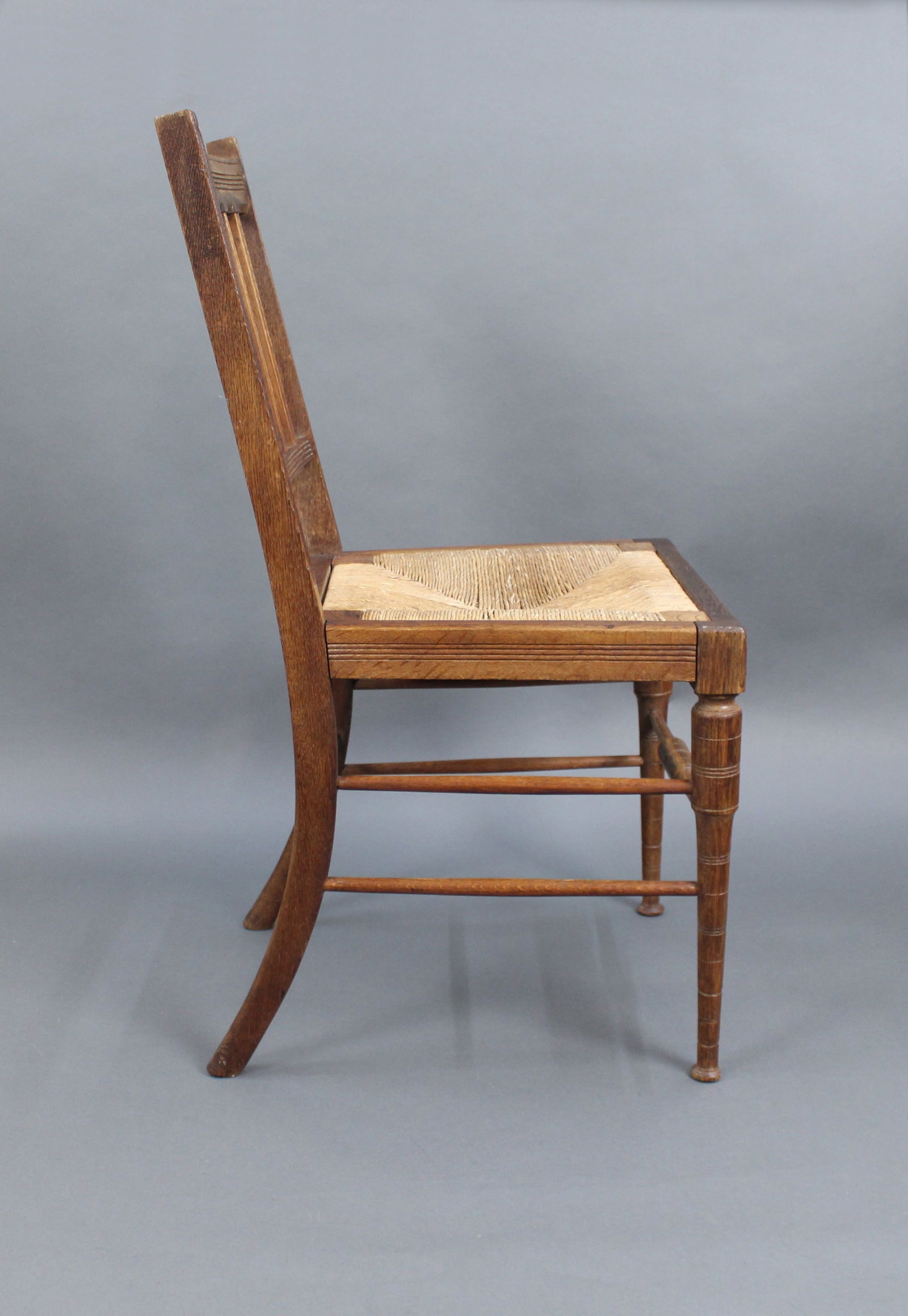 Edwardian Beech Occasional Chair with Rush Seat - 3