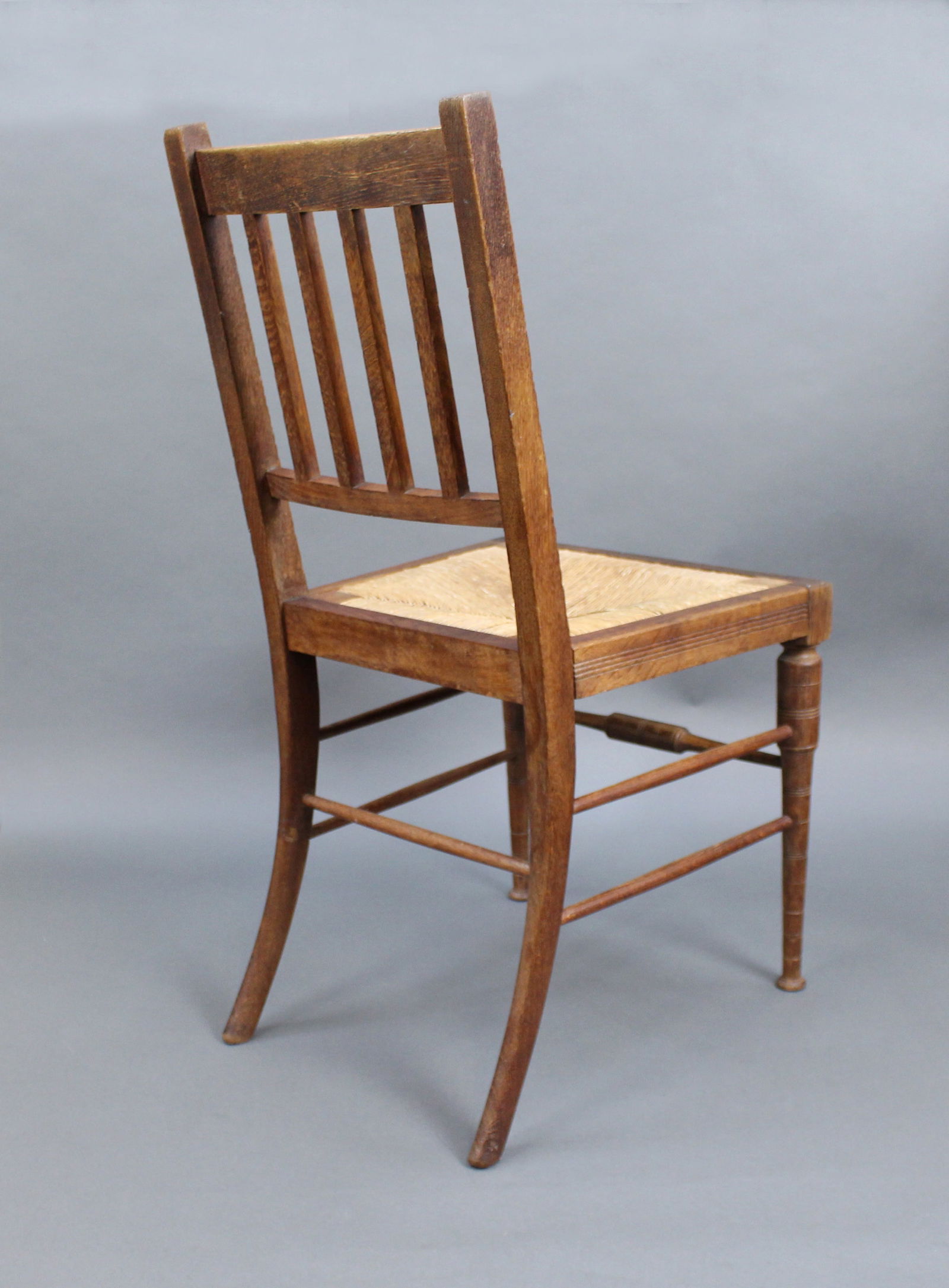 Edwardian Beech Occasional Chair with Rush Seat - 4