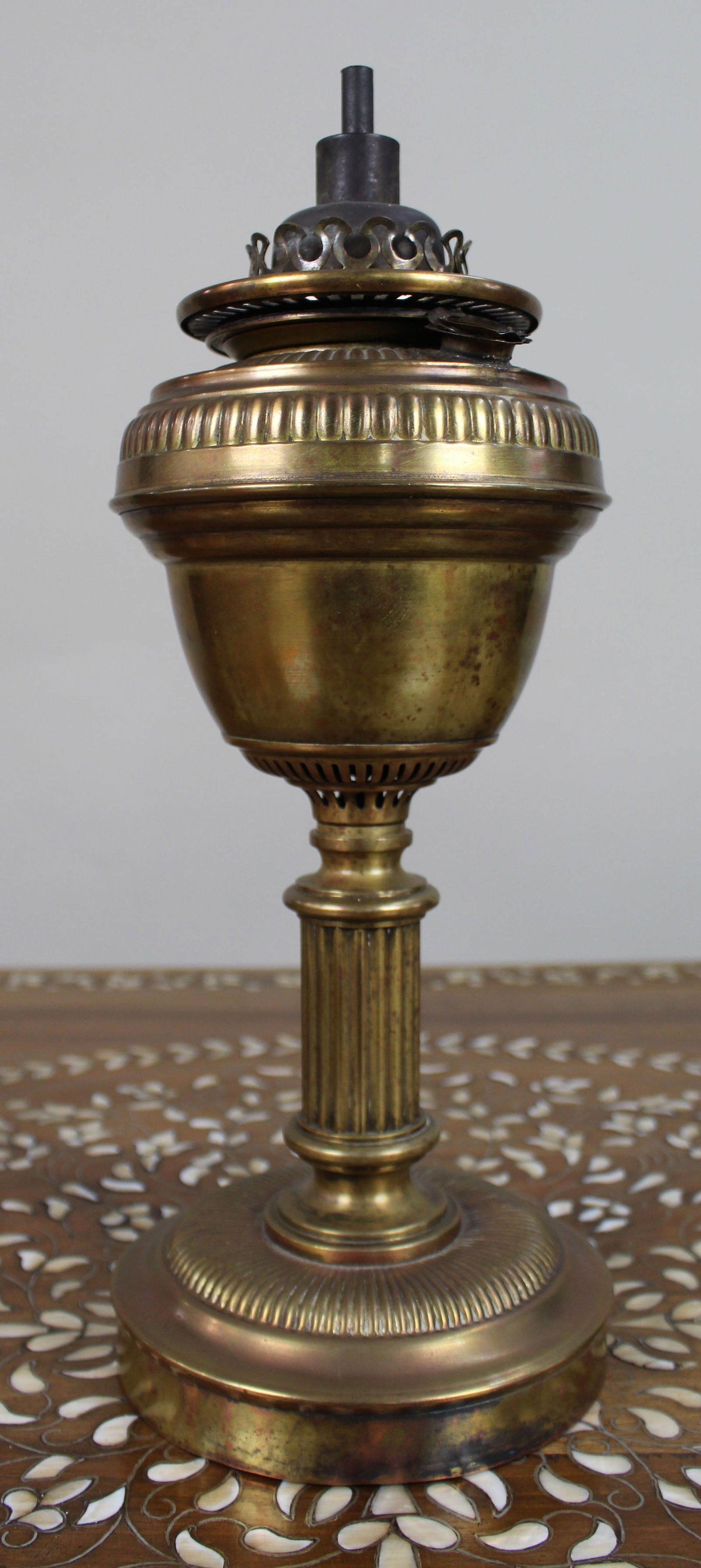 Antique English Brass Oil Lamp - 2